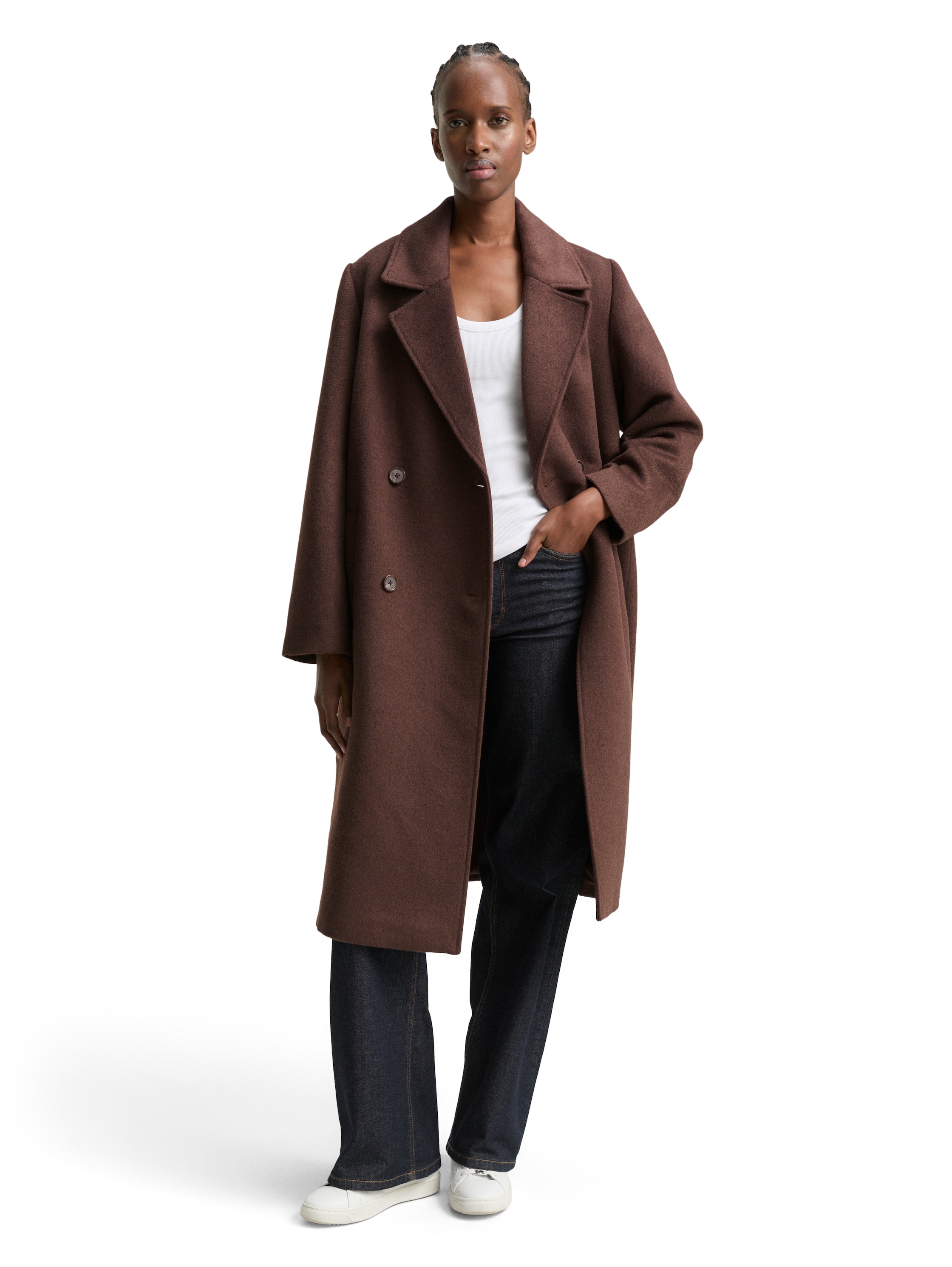 TOM TAILOR Denim Wollmantel, mit Reverskragen