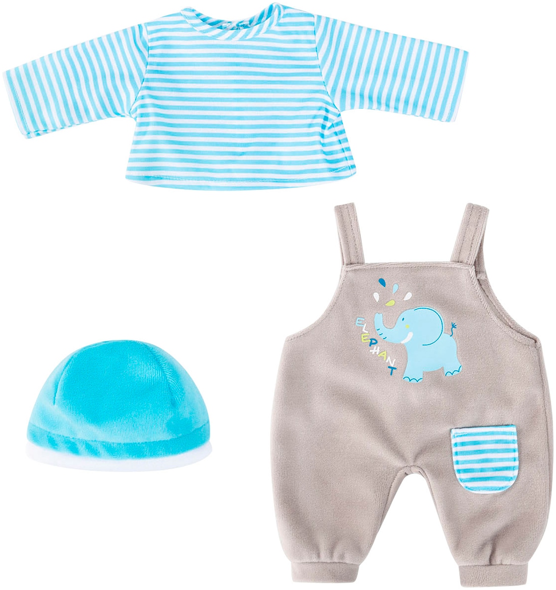 BAYER Kinder Puppenkleidung "Latzhose Elefant 46", blau, Puppenkleidung