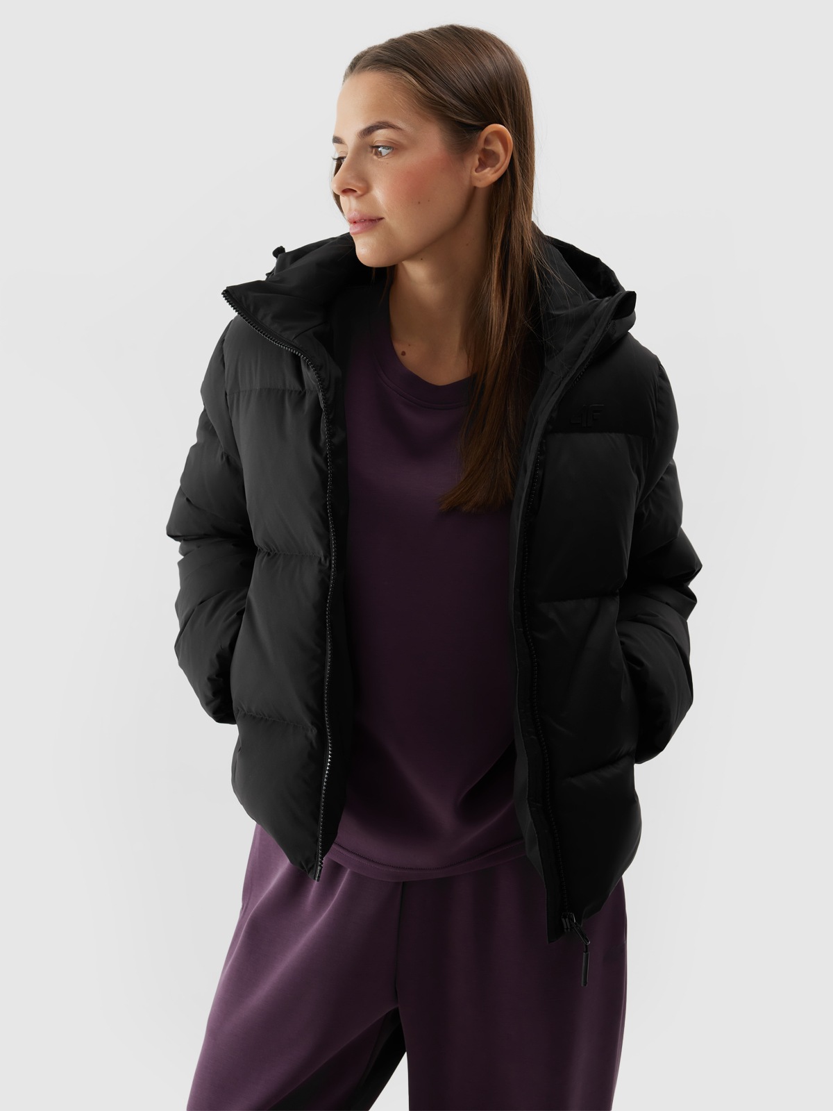 Thumbnail - 4F Daunenjacke mit Kapuze Wasserdicht,Winterjacke Damen