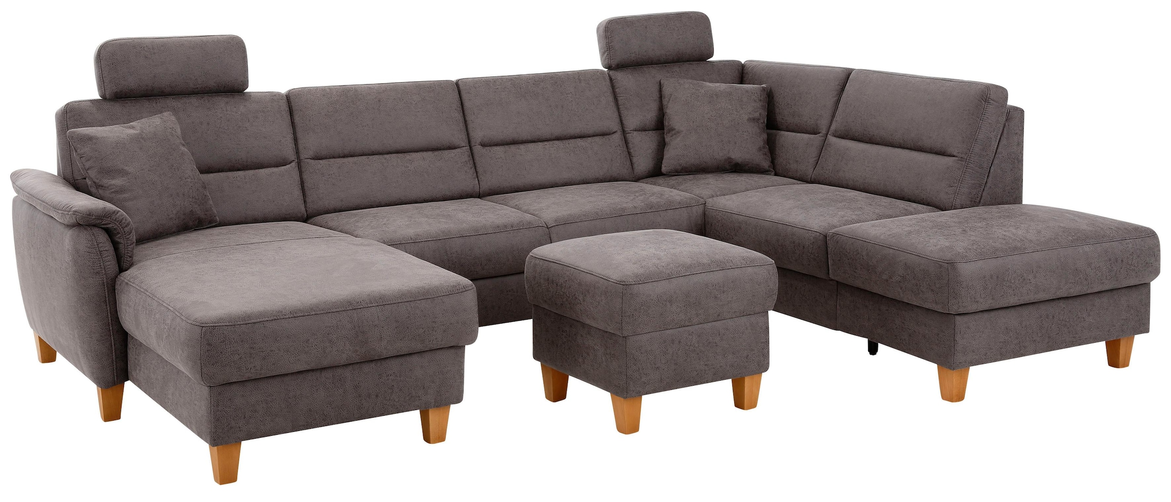 Home affaire Wohnlandschaft »Palmera U-Form, B: 308 cm, große Stoff + Leder Auswahl« optional Schlaffunktion & Bettkasten, Federkern, XXL-Wohnlandschaft