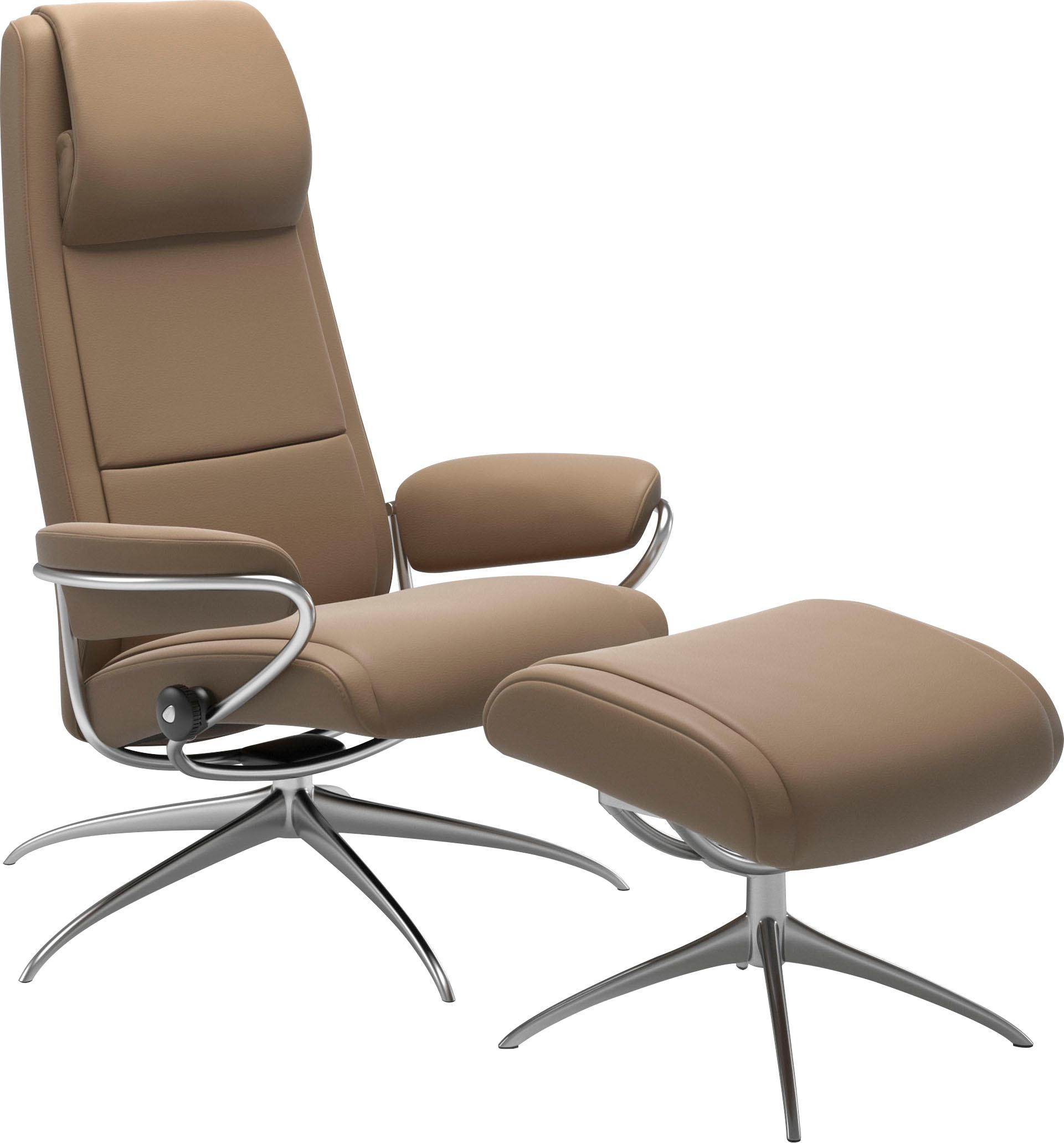 Stressless Relaxsessel "Paris" Set, Relaxsessel mit Hocker, mit Hocker, High Back, mit Star Base, Gestell Chrom