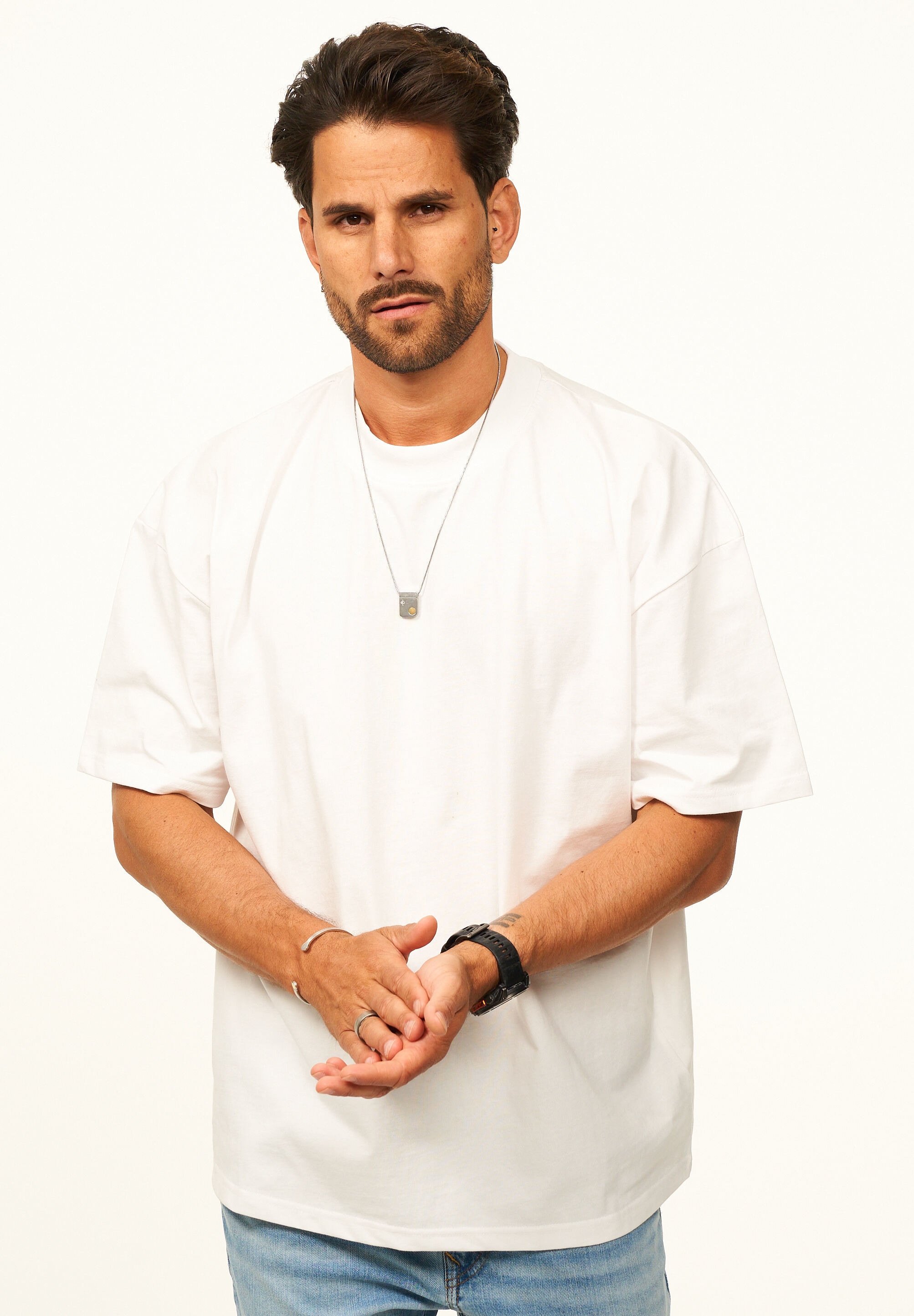 Daily Cotton T-Shirt »Kurzarm Oversize aus 100% Baumwolle mit Rundhalsausschnitt Crew Neck für Herren« Basic Oberteil Crew-Neck kurzärmlig aus 100% Baumwolle für Männer