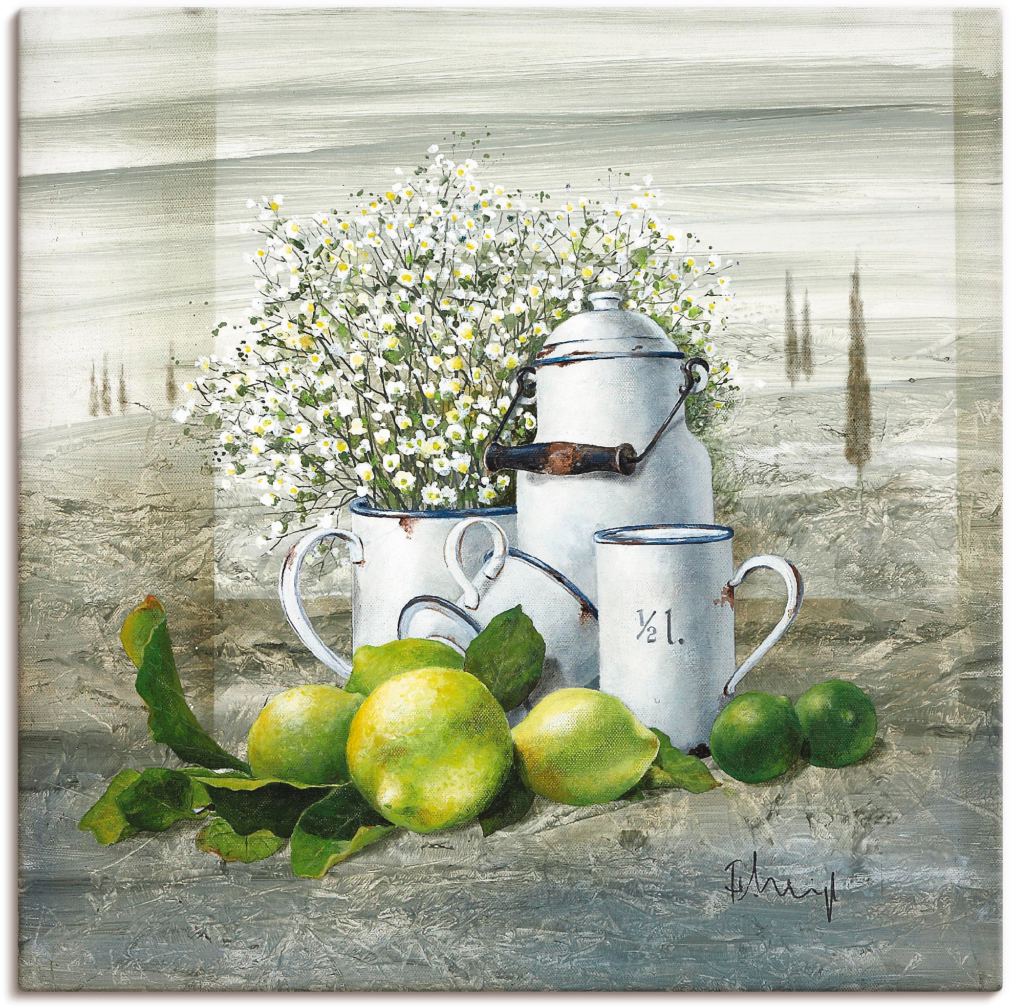 Artland Wandbild "Stillleben mit Milchkanne" Arrangements 1 Stk. tlg. als L günstig online kaufen