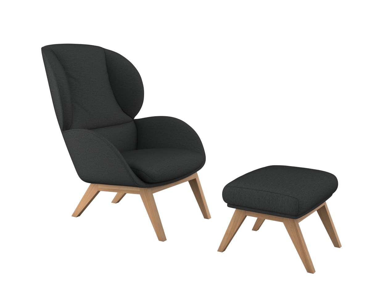 Thumbnail - FLEXLUX Ohrensessel "Adria" Stil & Komfort, organische Form, Fuß Eiche