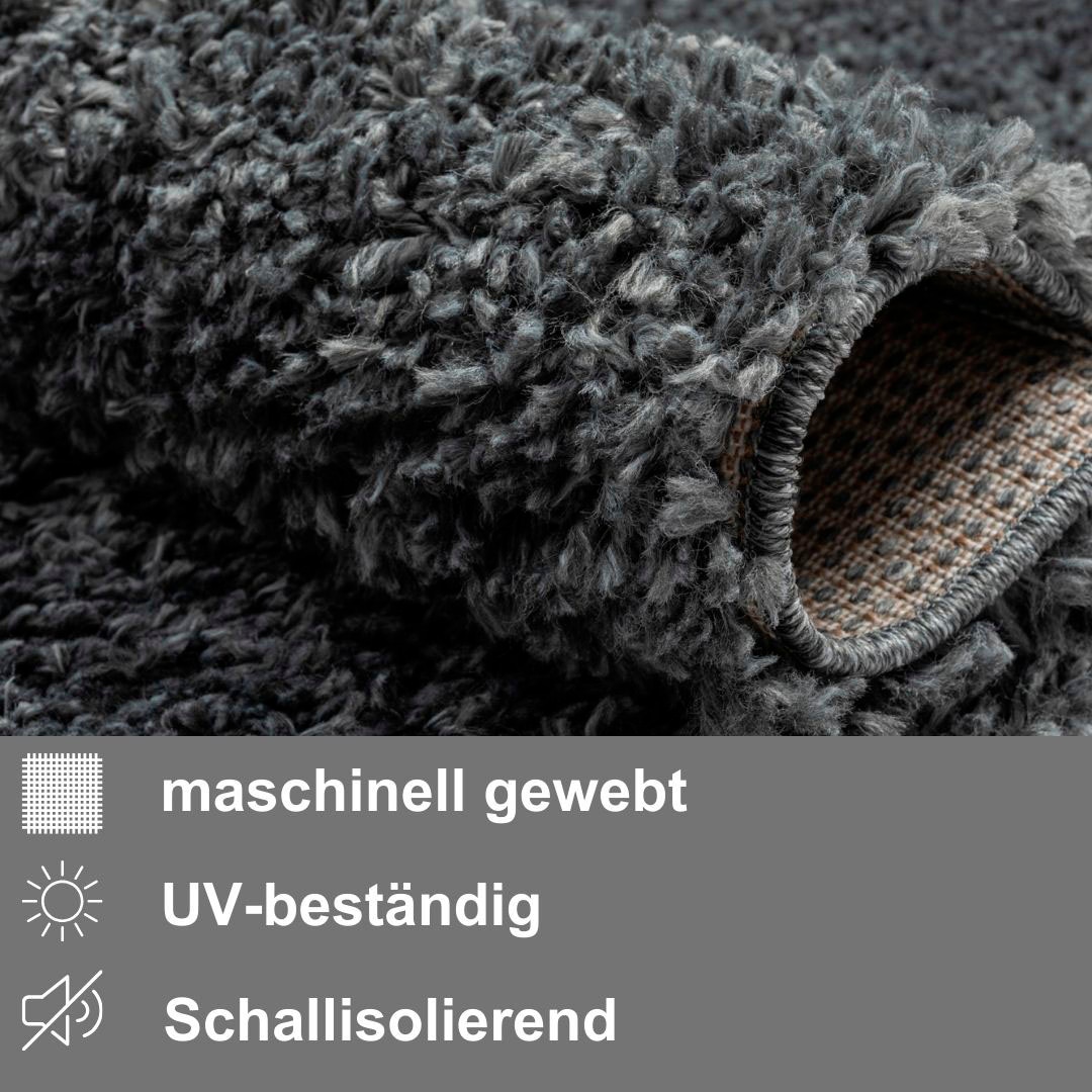 my home Hochflor-Bettumrandung »Banji«, (3 tlg.), Uni Farben, weich und flauschig, auch als Läufer & in rund erhältlich