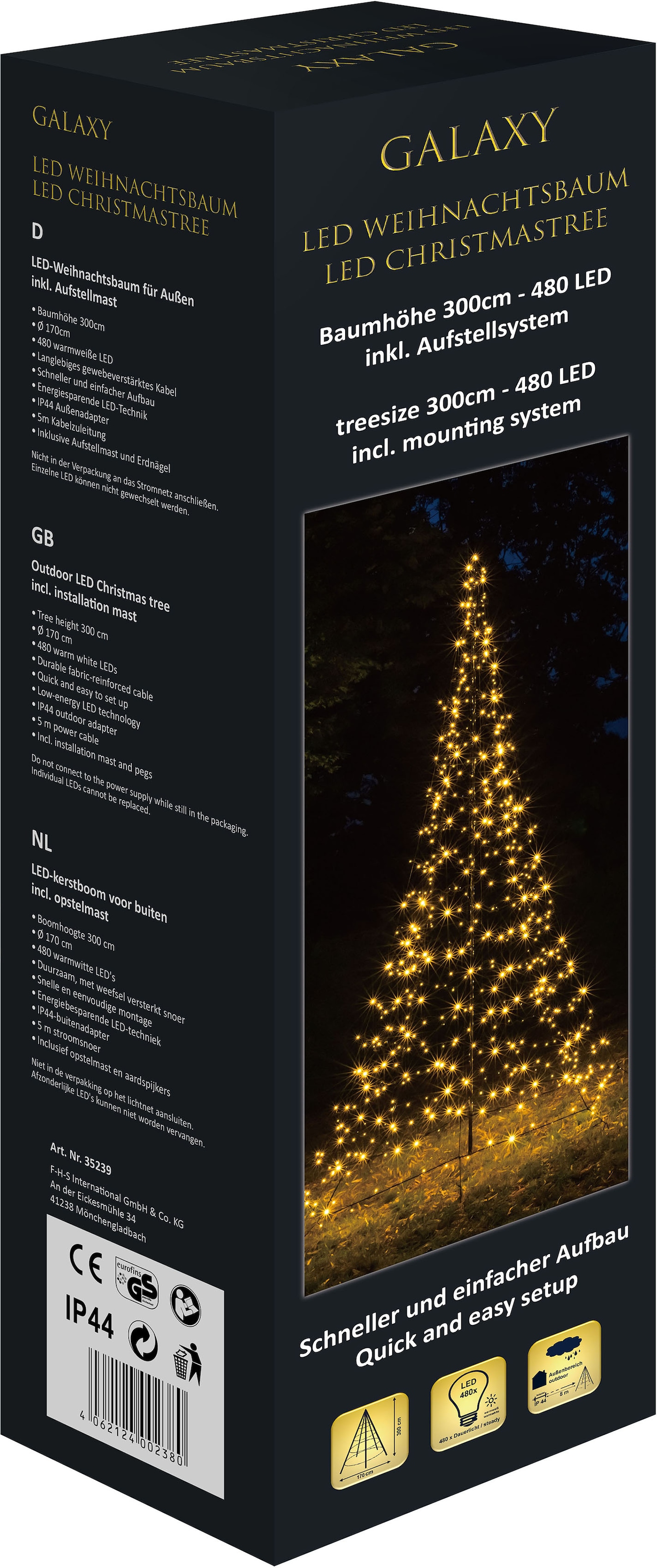 »Galaxy«, LED und Baum BAUR Aufstellmast, warmweißen mit flammig-flammig, aus 300 | mit GALAXY LEDs Metall kaufen Kunststoff,