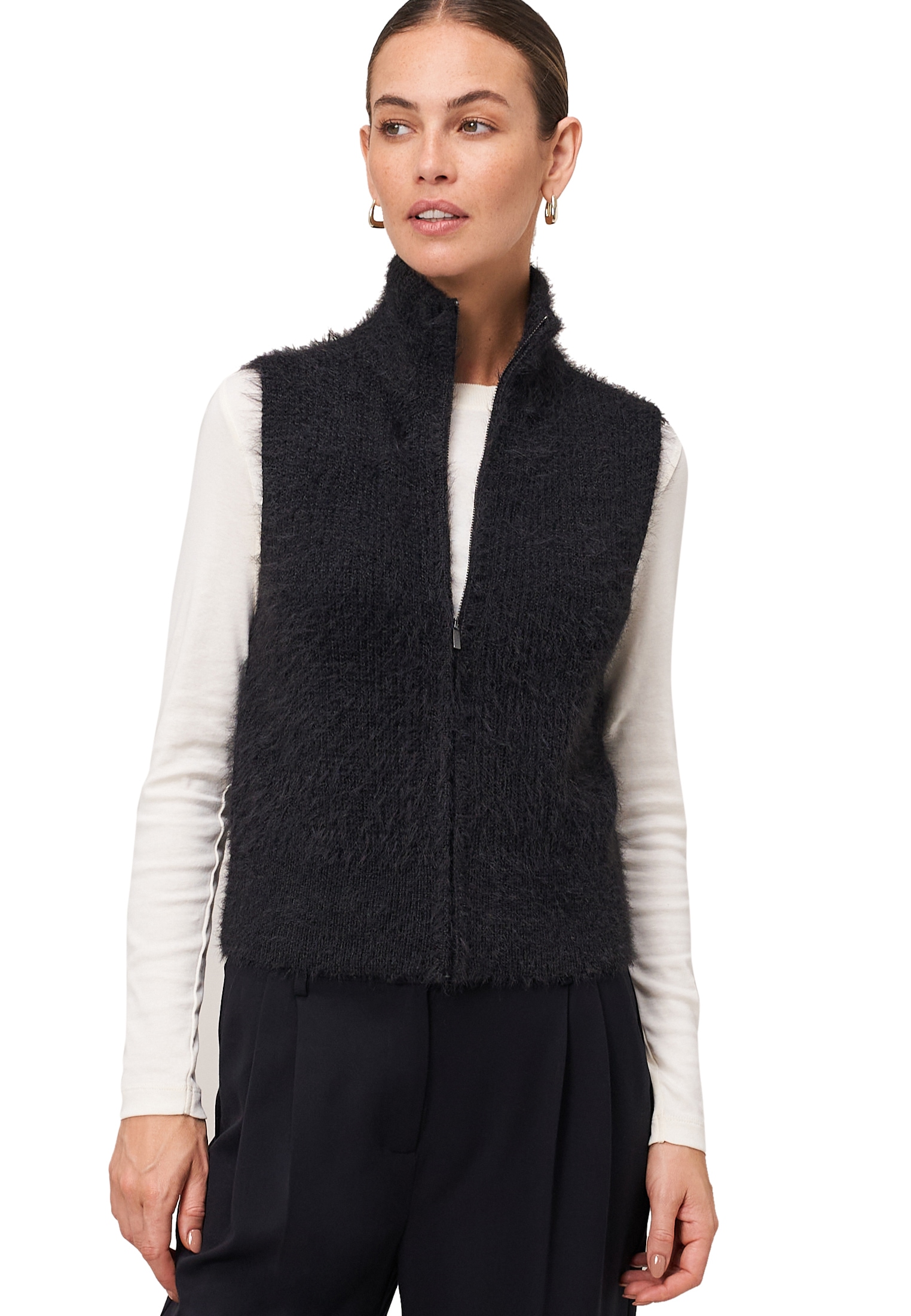 Zero Strickjacke "zero Damen Strickweste mit Reißverschluss", Plain/ohne De günstig online kaufen