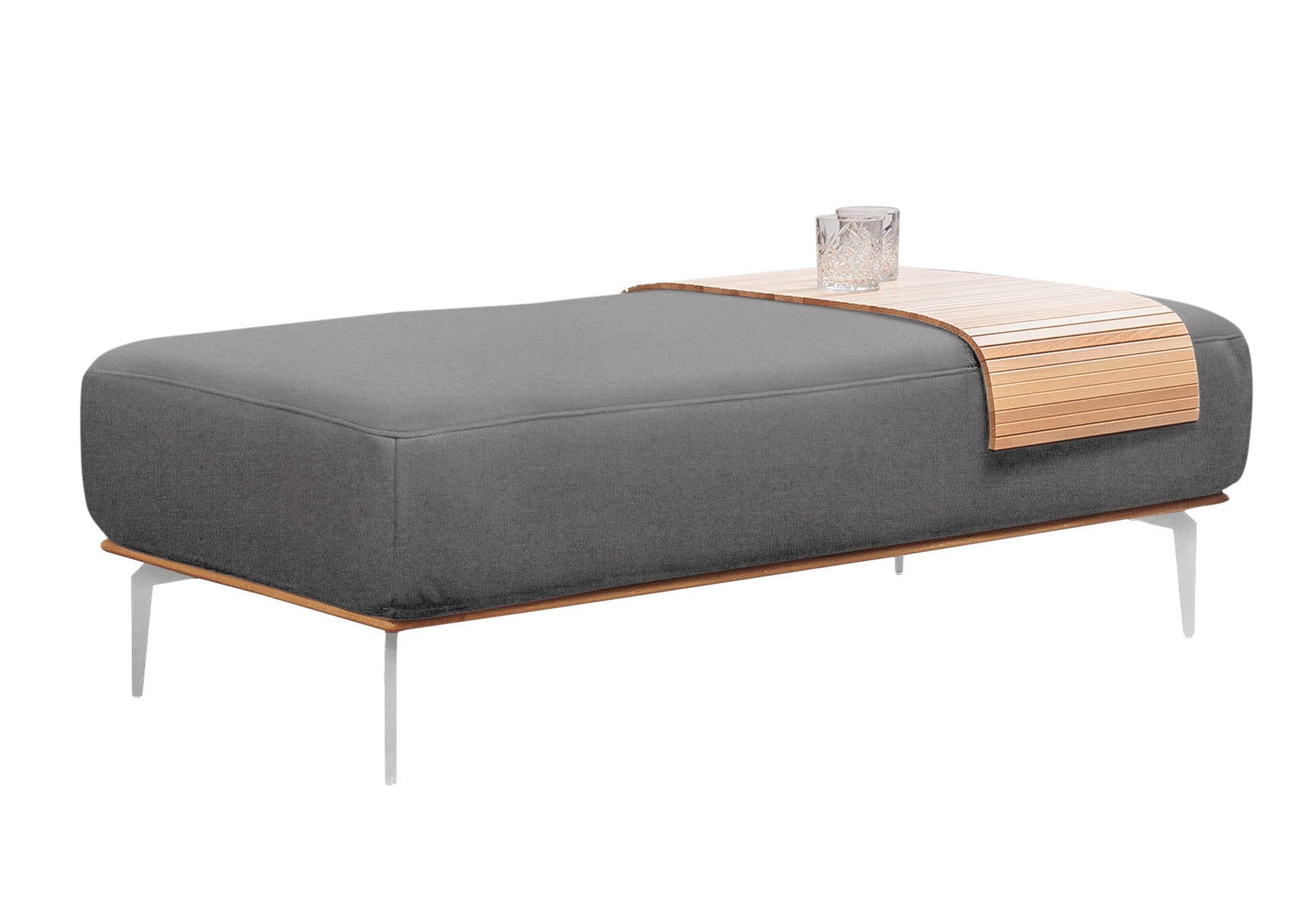 W.SCHILLIG Polsterhocker »run«, mit elegantem Holzsockel, Füße in Chrom glänzend, Breite 150 cm
