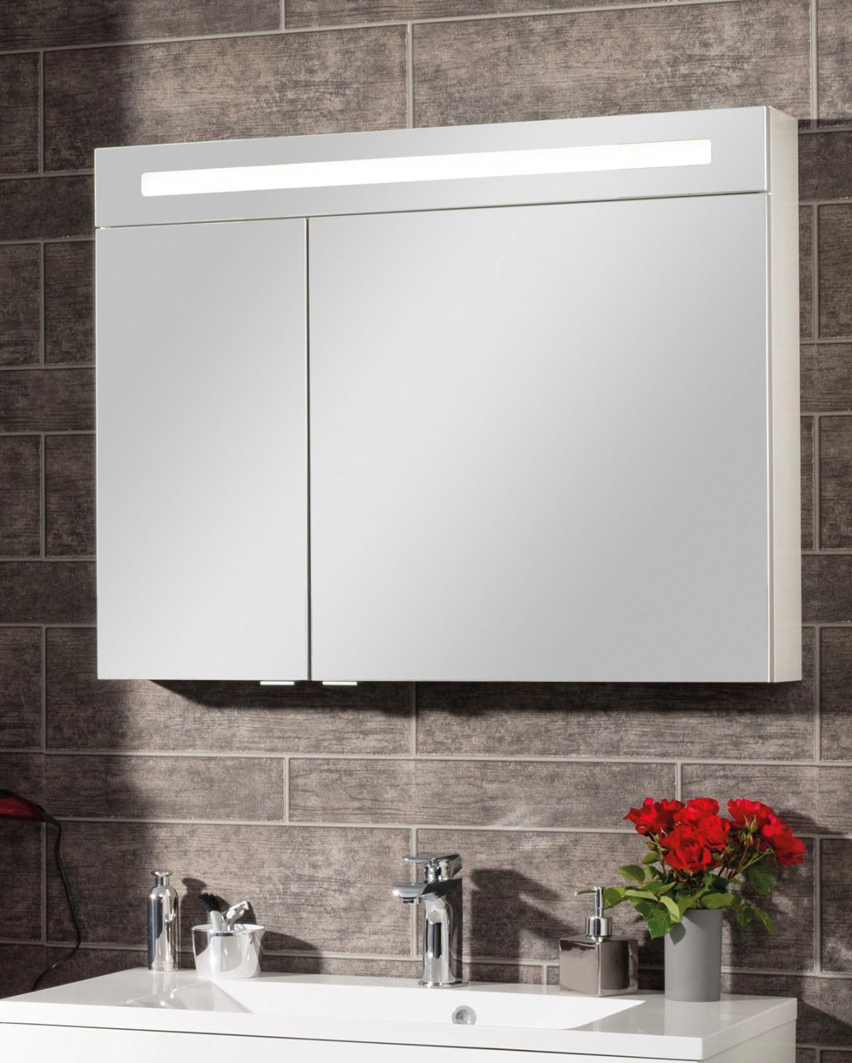 FACKELMANN Spiegelschrank »CL 90 - weiß«, Badmöbel Breite 90 cm, 2 Türen,  doppelseitig verspiegelt | BAUR