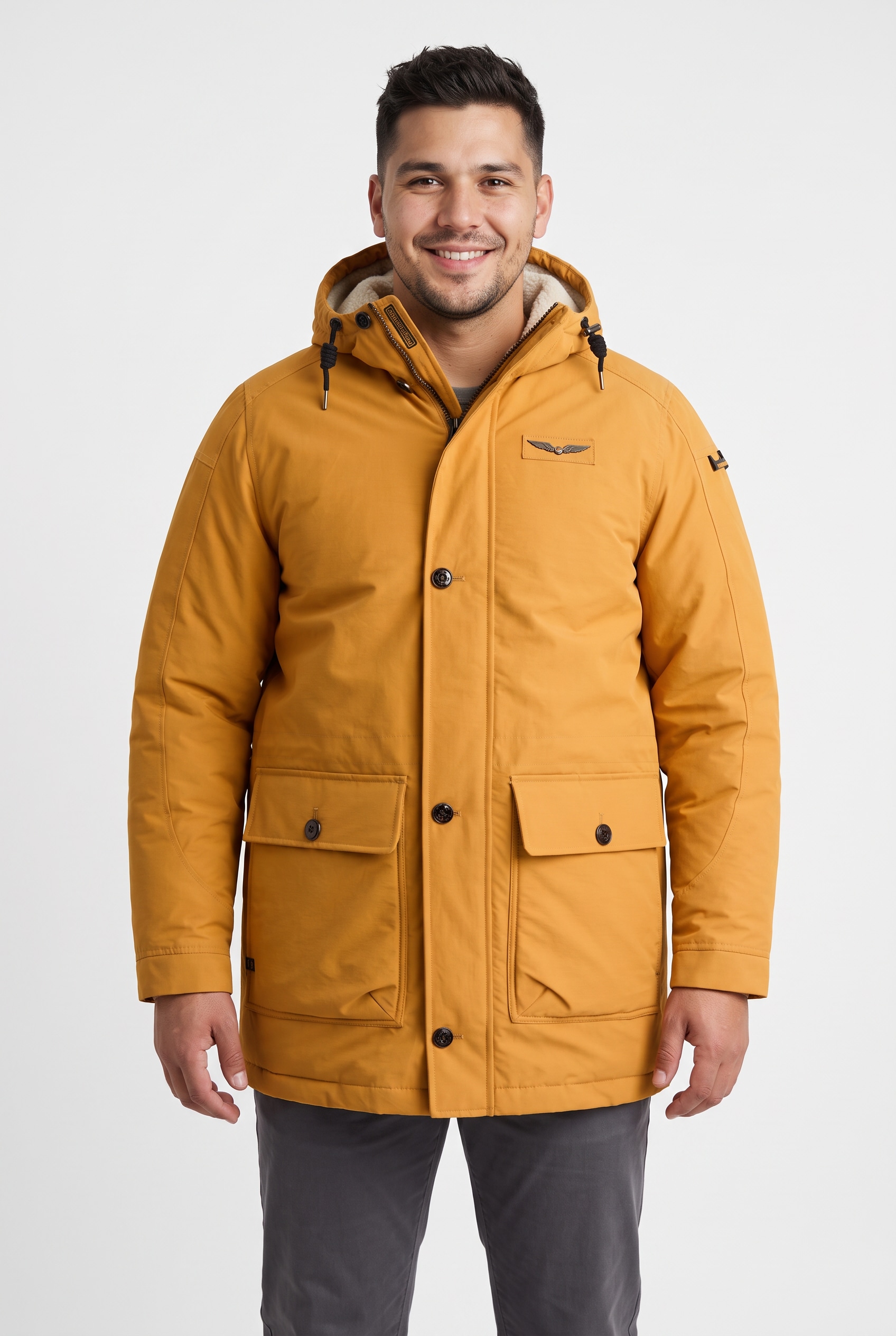 PME LEGEND Langjacke mit Kapuze Aufgesetzte Taschen mit seitlichem Eingriff