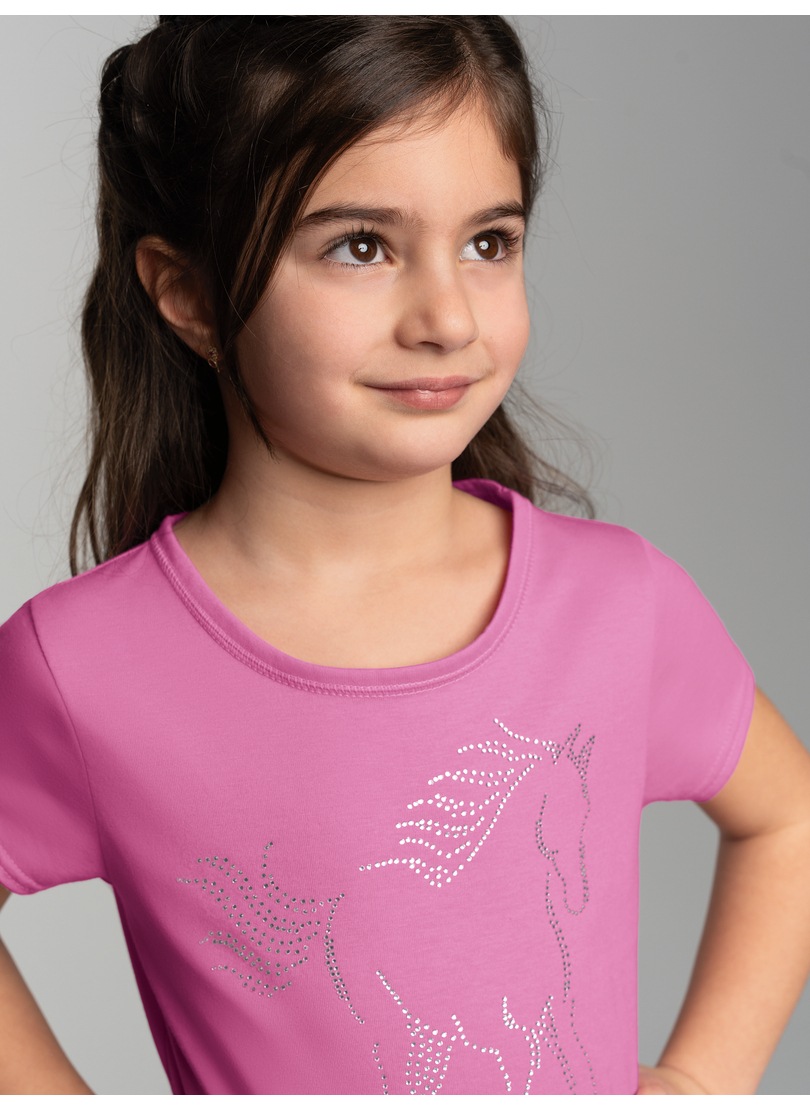 Thumbnail - Trigema T-Shirt "TRIGEMA T-Shirt mit glitzerndem Pferde-Printmotiv" 1 Stk. tlg.