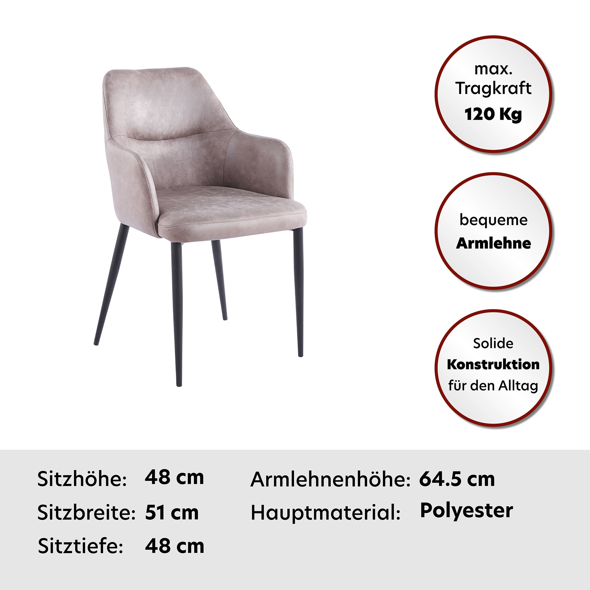 Kayoom Polsterstuhl »Stuhl Merit 225 2er-Set, bequemer Sitzkomfort, Handarbeit«, (Set), 2 St., Bequem gepolstert, mit Armlehne, Handmanufaktur
