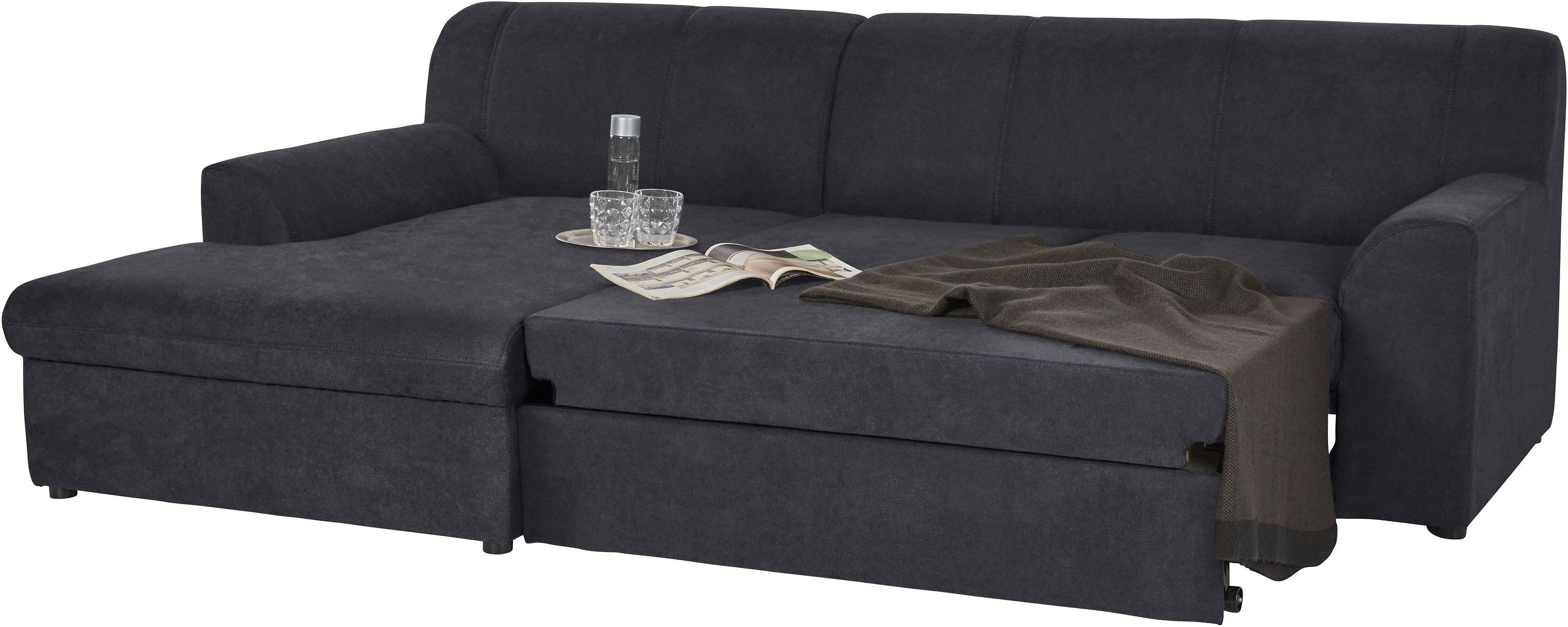 Thumbnail - DOMO collection Ecksofa "Topper, elegant und zeitlos, kompaktes Stellmaß 245/155cm, L-Form", mit Recamiere, wahlweise mi...