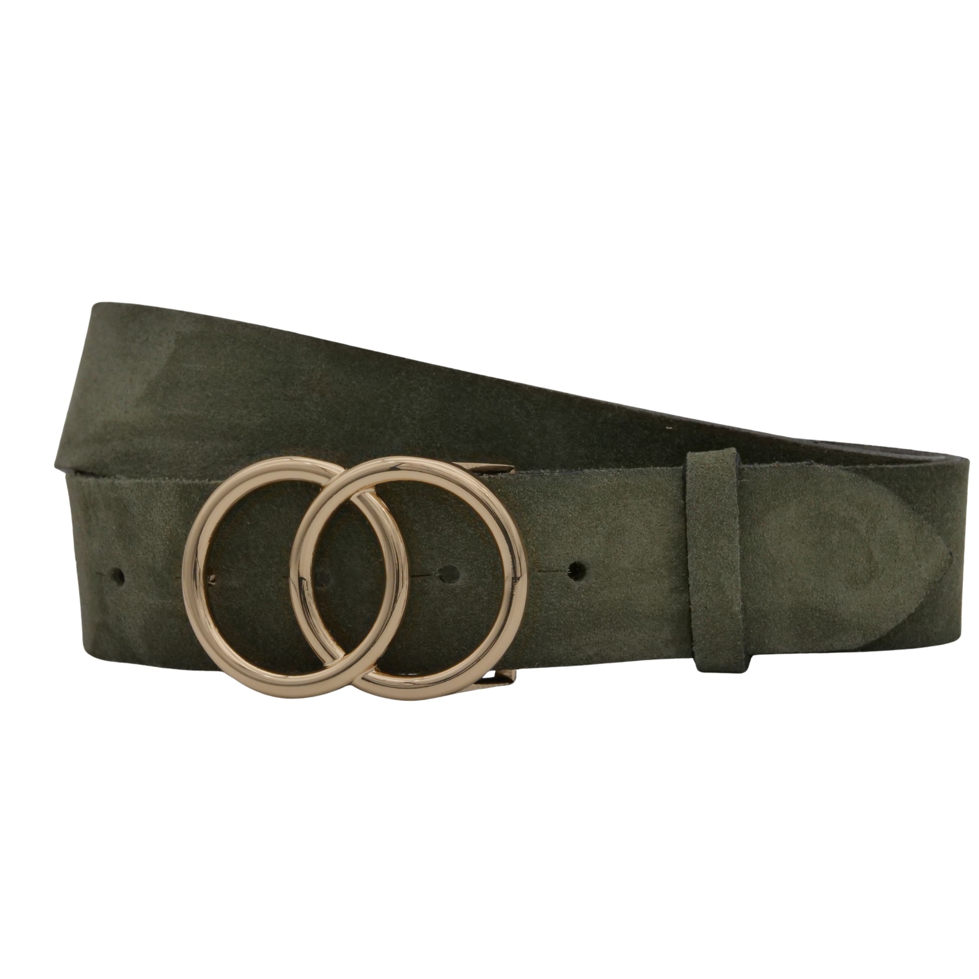 Ledergürtel ANNAMATONI "AnnaMatoni Damen Ledergürtel in hochwertigem Velour Leder 4cm", Damen, Gr. TW85 - 100cm Gesamtlänge, olive 560, 100% Leder, Gürtel Ledergürtel 10