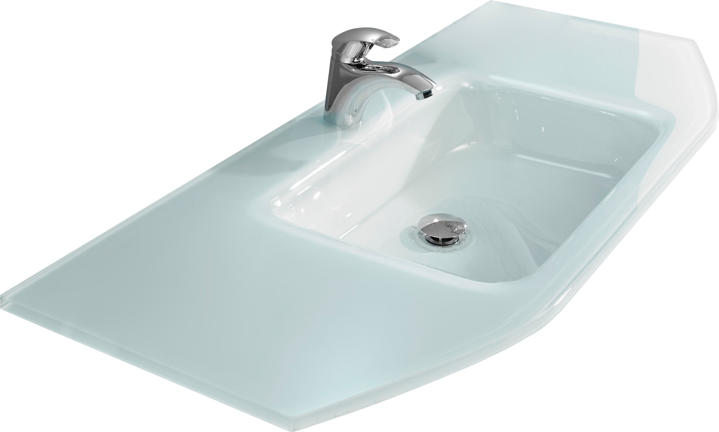 Saphir Badmöbel-Set »Quickset 4-teilig, Glaswaschtisch und LED-Spiegelschrank«, (5 St.), Unterschrank, Hängeschrank, inkl. Türdämpfer, 7 Türen, 1 Klappe