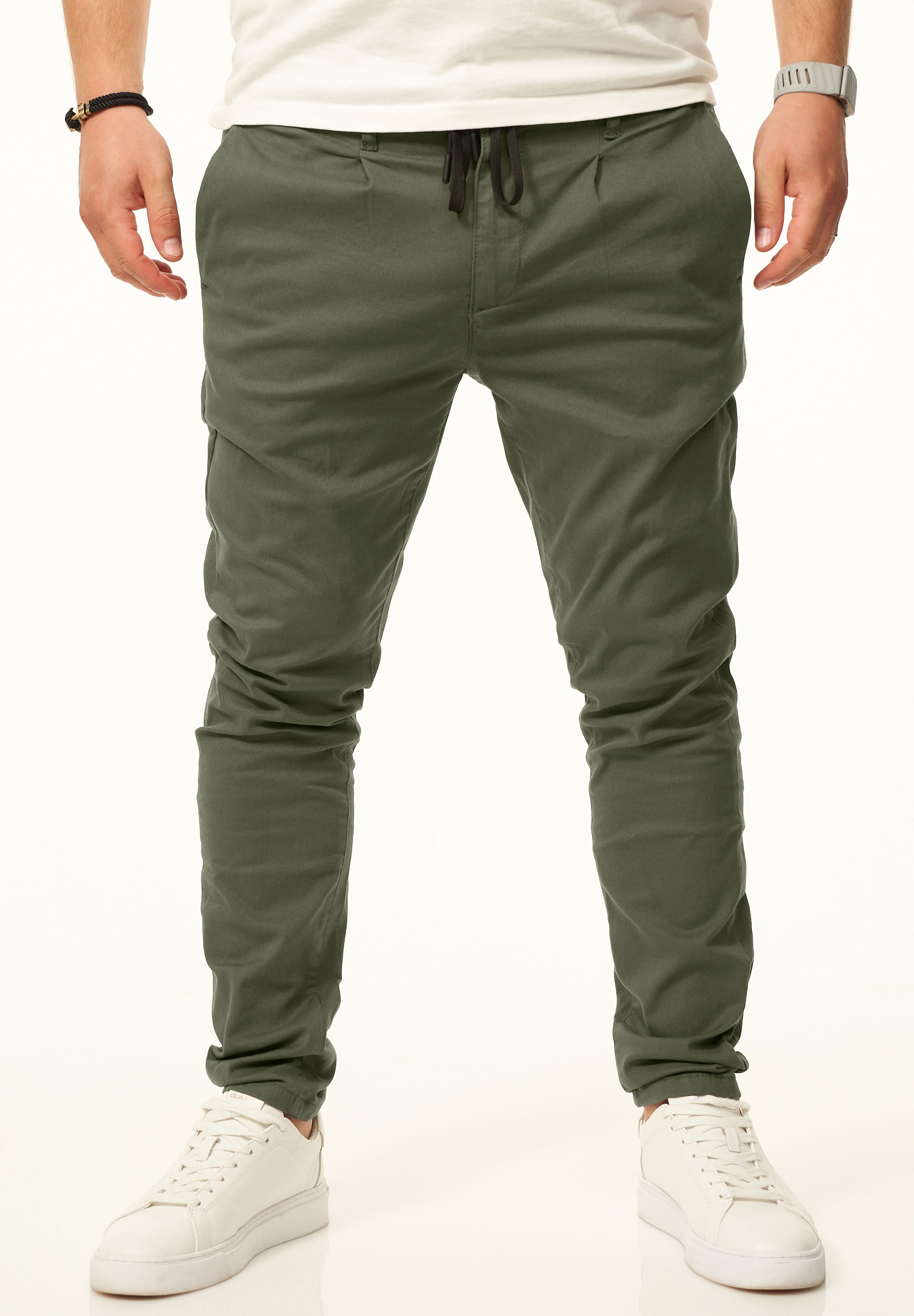 Daily Cotton Chinohose »im CROPPED Slim-Fit Stil als Stoffhose«  Freizeithose mit Gummibund, Tunnelzug & Gürtelschlaufen