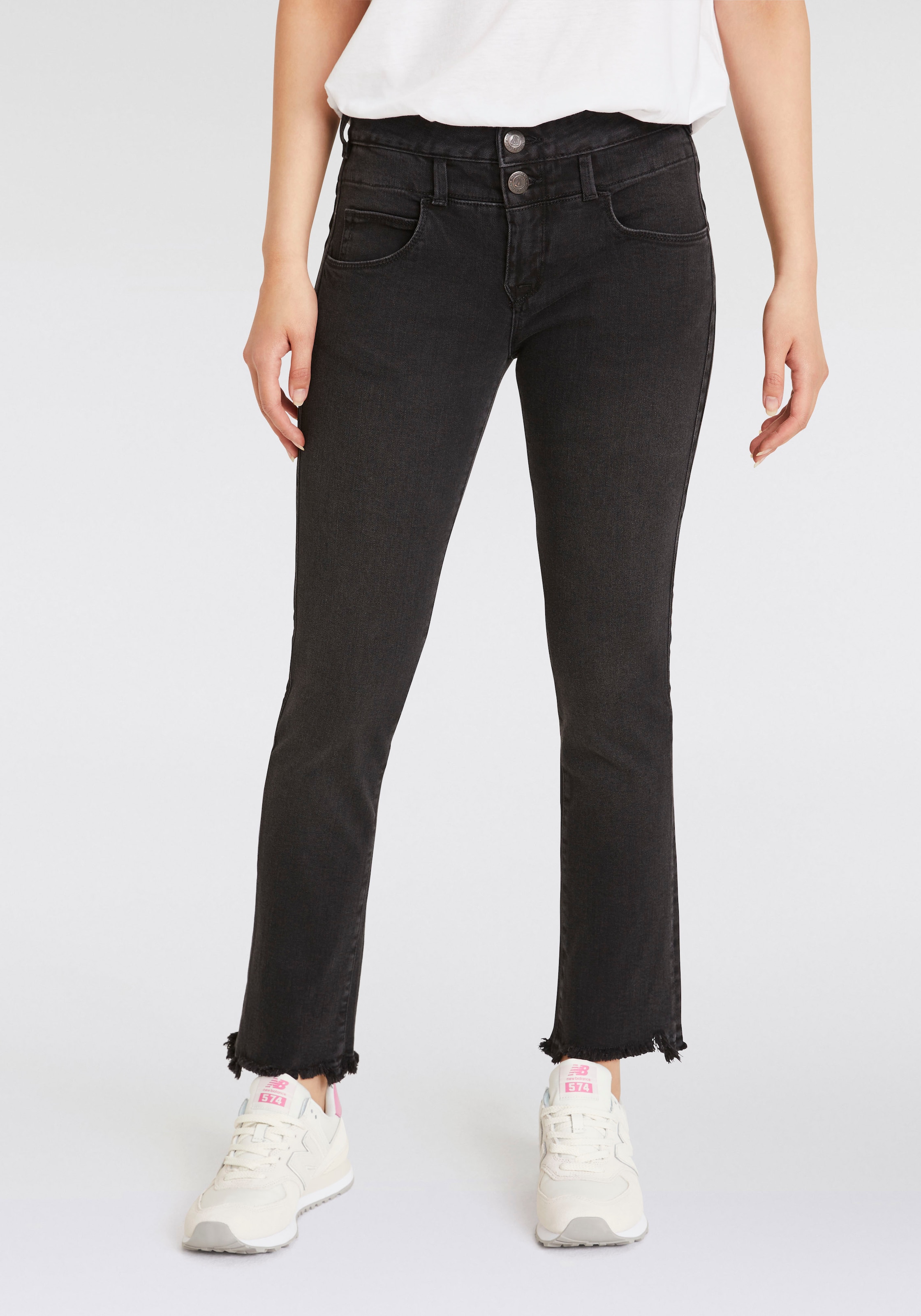 Herrlicher Bootcut-Jeans "Baby Cropped Recycled Denim Black Stretch"