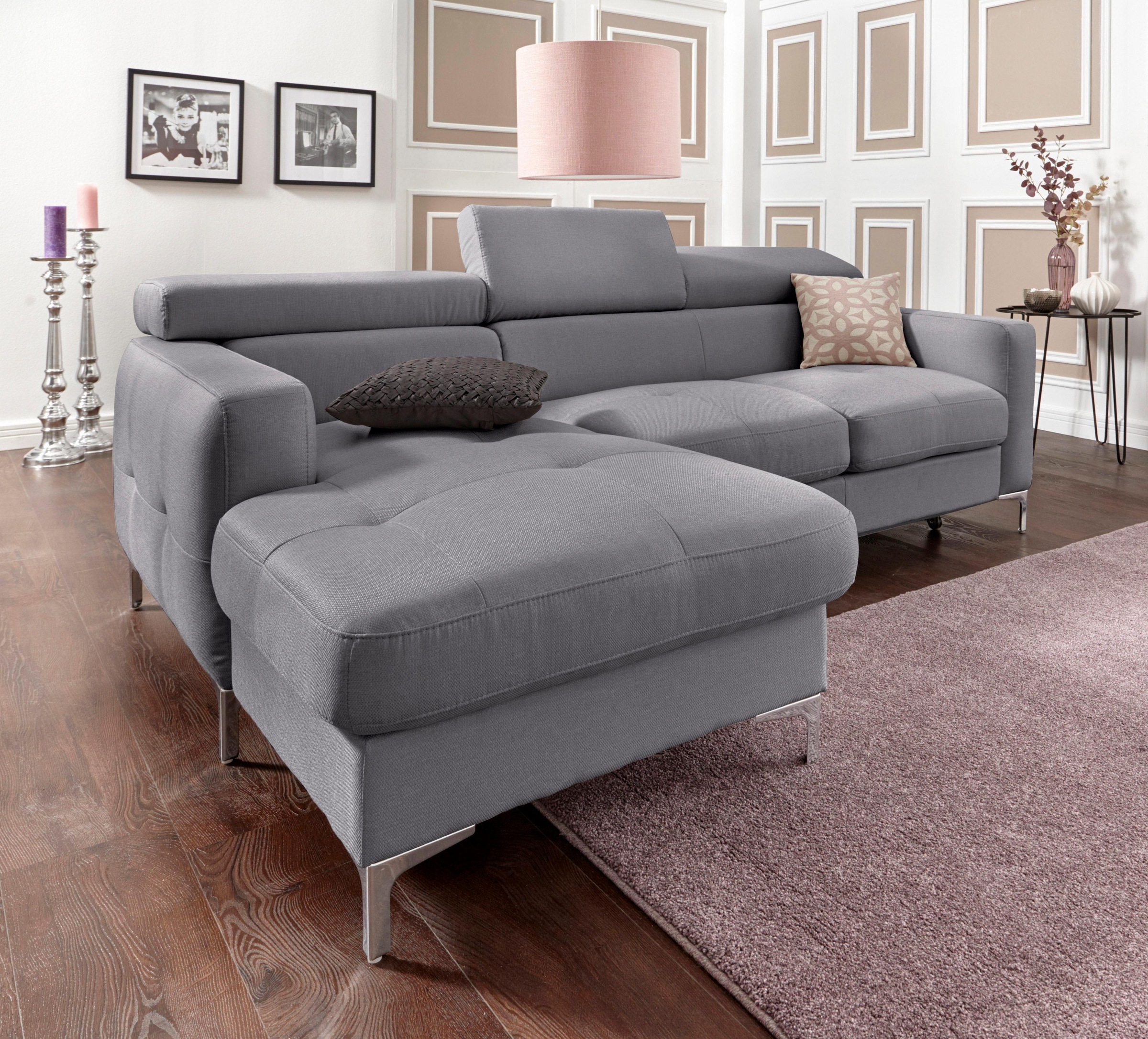 COTTA Ecksofa »Sammy L-Form«, mit Kopfteilverstellung, wahlweise mit Bettfunktion & Bettkasten