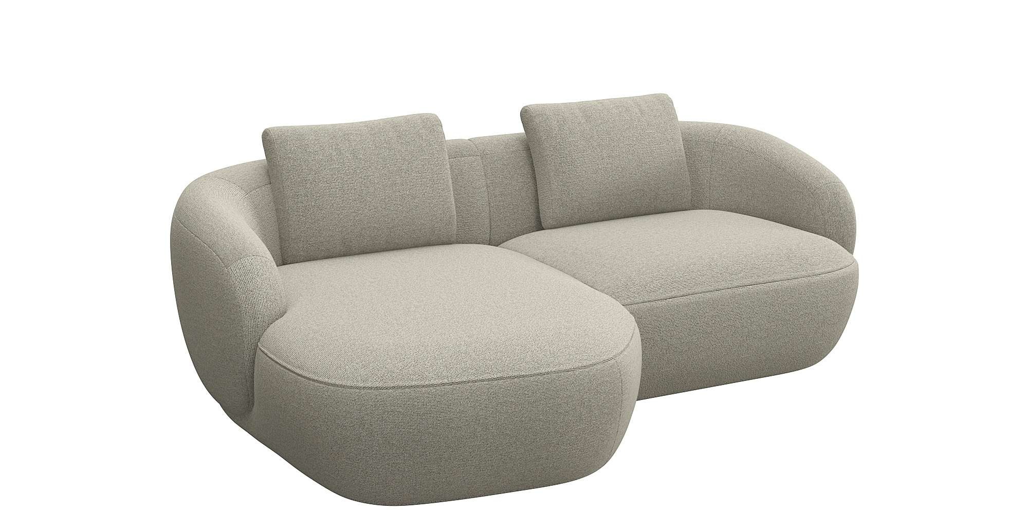 FLEXLUX Wohnlandschaft »Torino, rund, L-Form, Sofa-Ecke mit Recamiere, Longchair-Sofa«, Modernes, organisches Sofa-Design, Kaltschaum, Wellenunterfederung