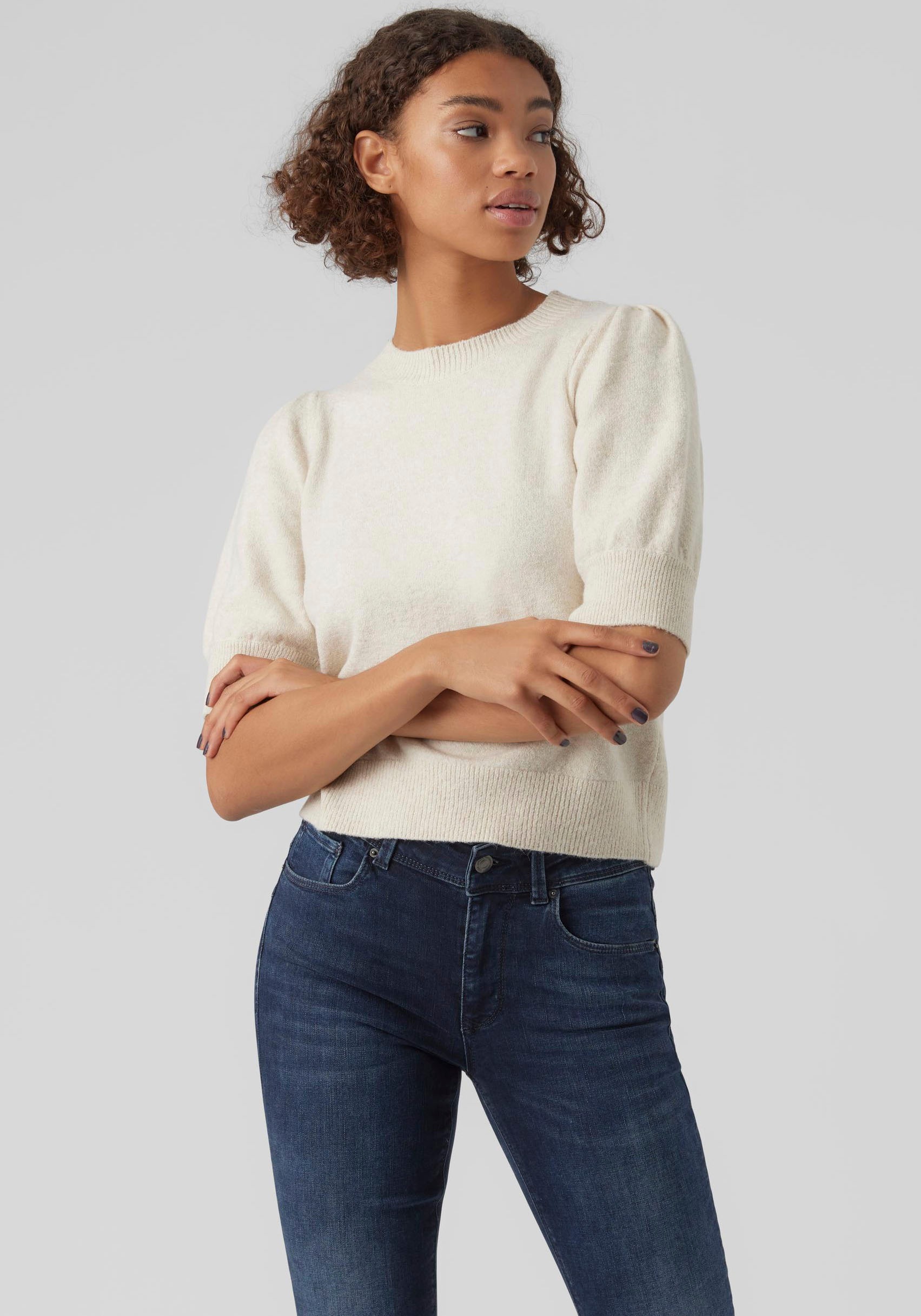Vero Moda Rundhalspullover "VMDOFFY 2/4 O-NECK PULLOVER GA NOOS" mit kurzen günstig online kaufen