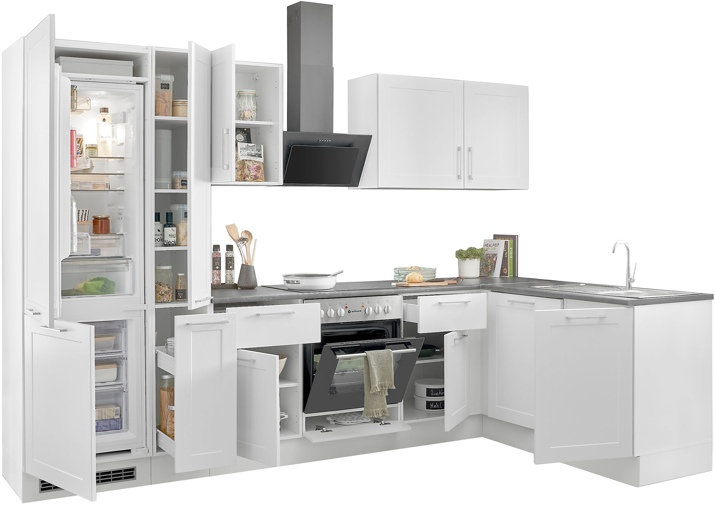 BASIC by Balculina Winkelküche »Marsi«, Stellmaße 310x175 cm, wahlweise mit E-Geräten, mit Soft-Close-Funktion