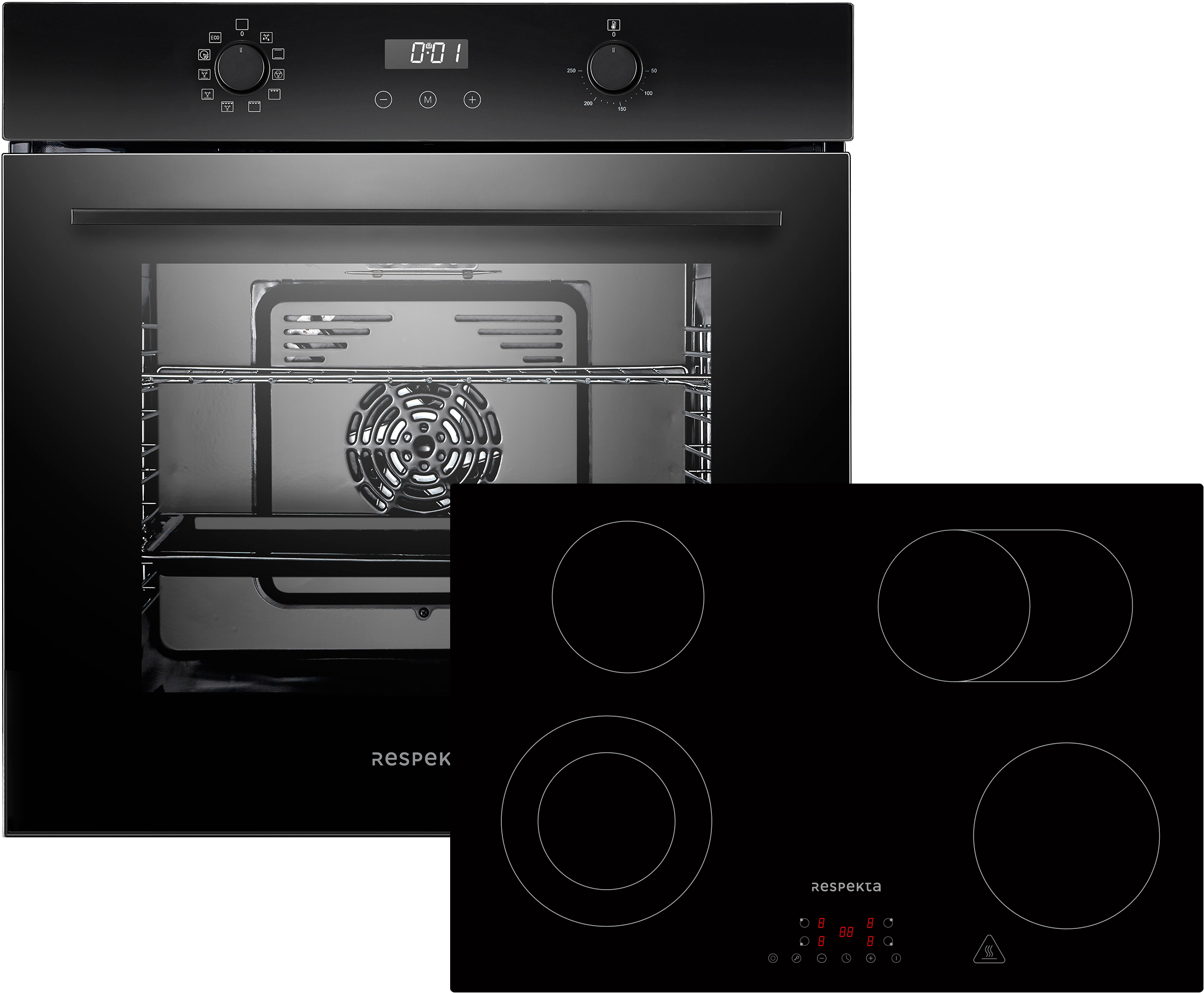 RESPEKTA Backofen-Set "Julius + Benjamin"schwarz, Herdsets