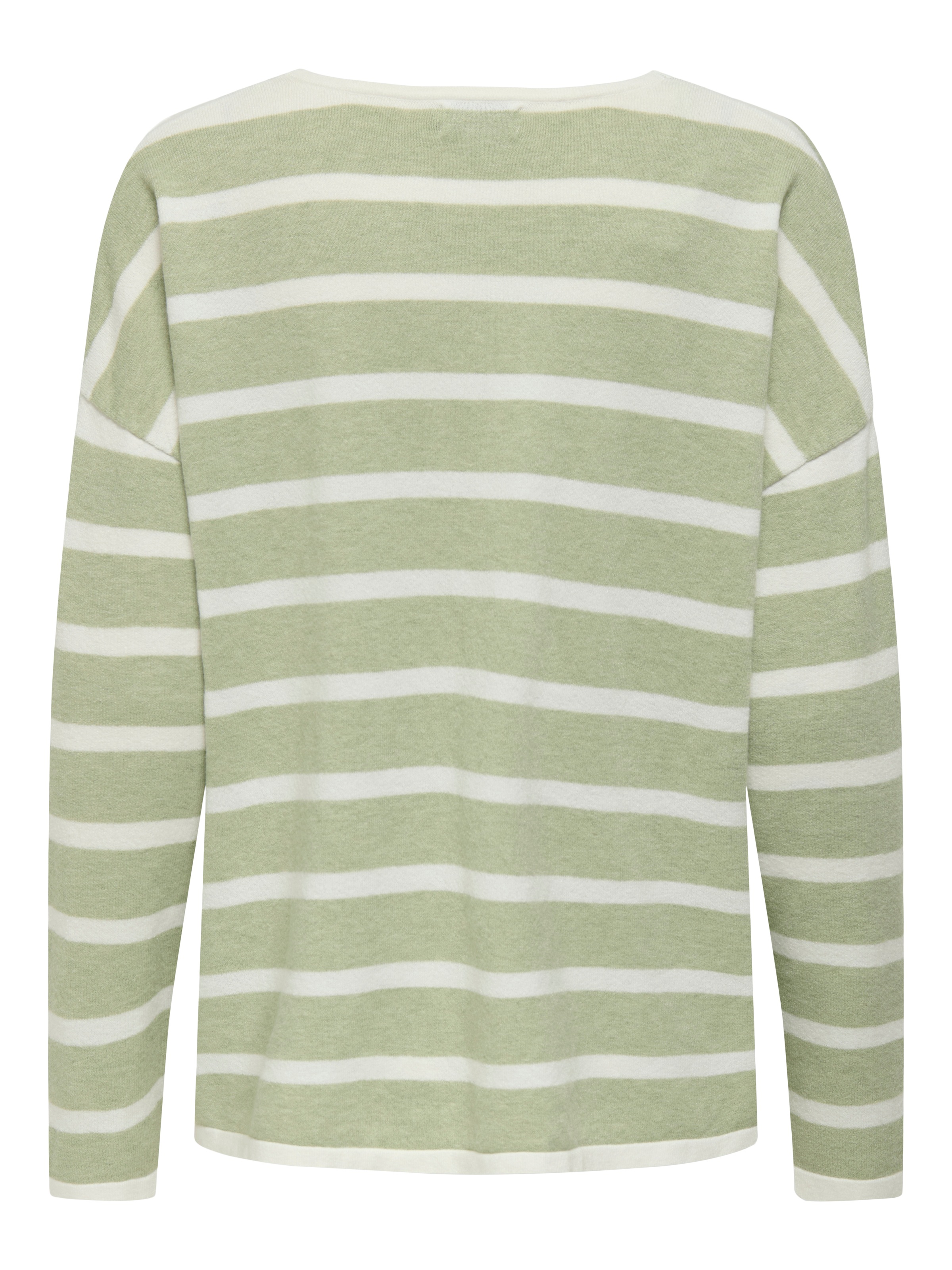 Strickpullover ONLY "ONLAMALIO LIFE LS V-NECK KNT", Damen, Gr. M, desert sage stripes:mel, cloud dancer, Strick, Obermaterial: 100% Polyester, gestreift, oversize, V-Ausschnitt, Pullover Strickpullover 2