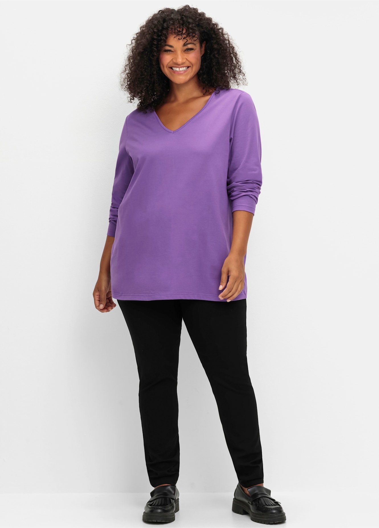Sheego V-Shirt "Langarmshirt", (1 tlg.) günstig online kaufen