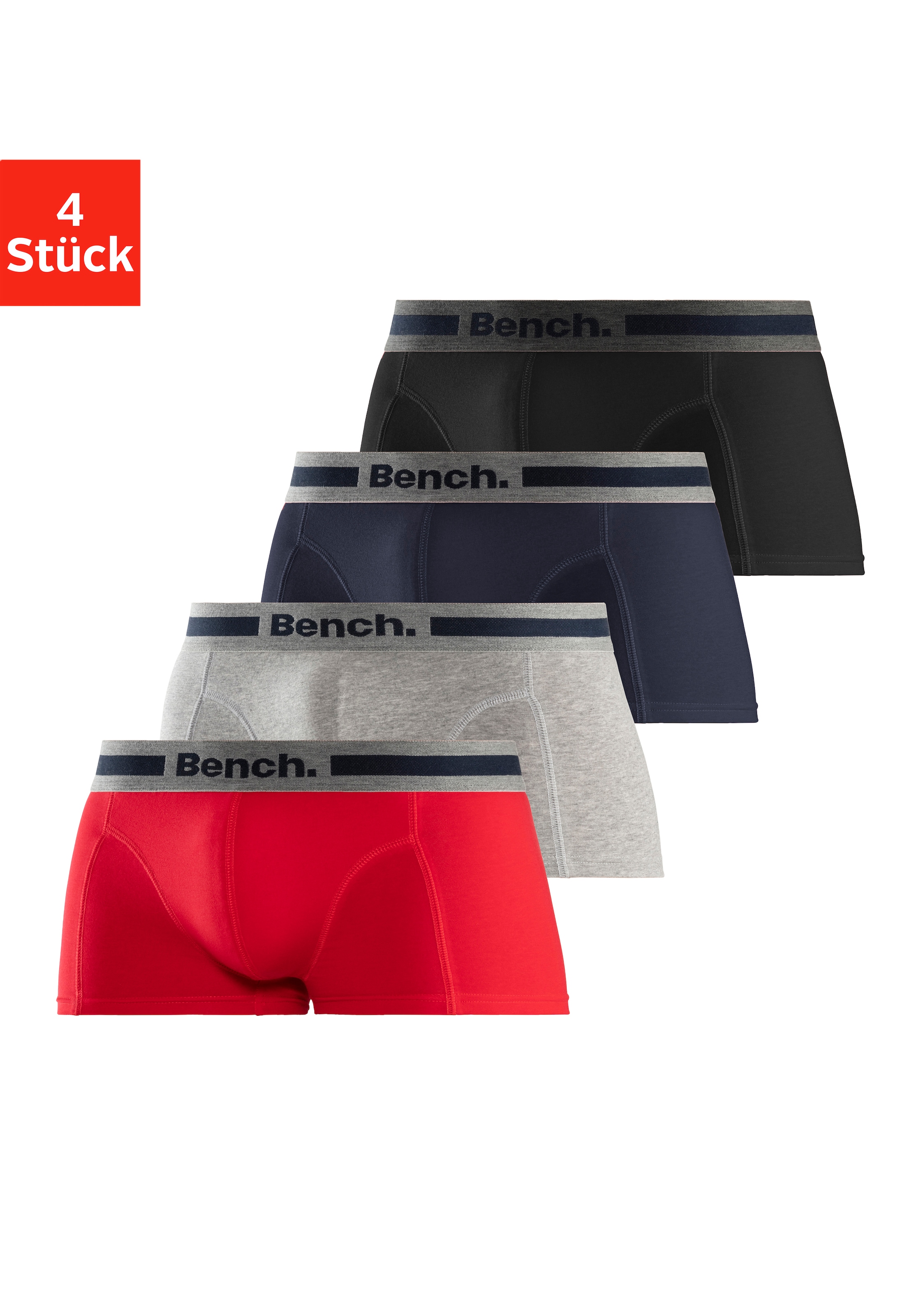 Bench. Hipster Packung, 4 Stk. knapp sitzende Boxershorts aus Baumwollmischung