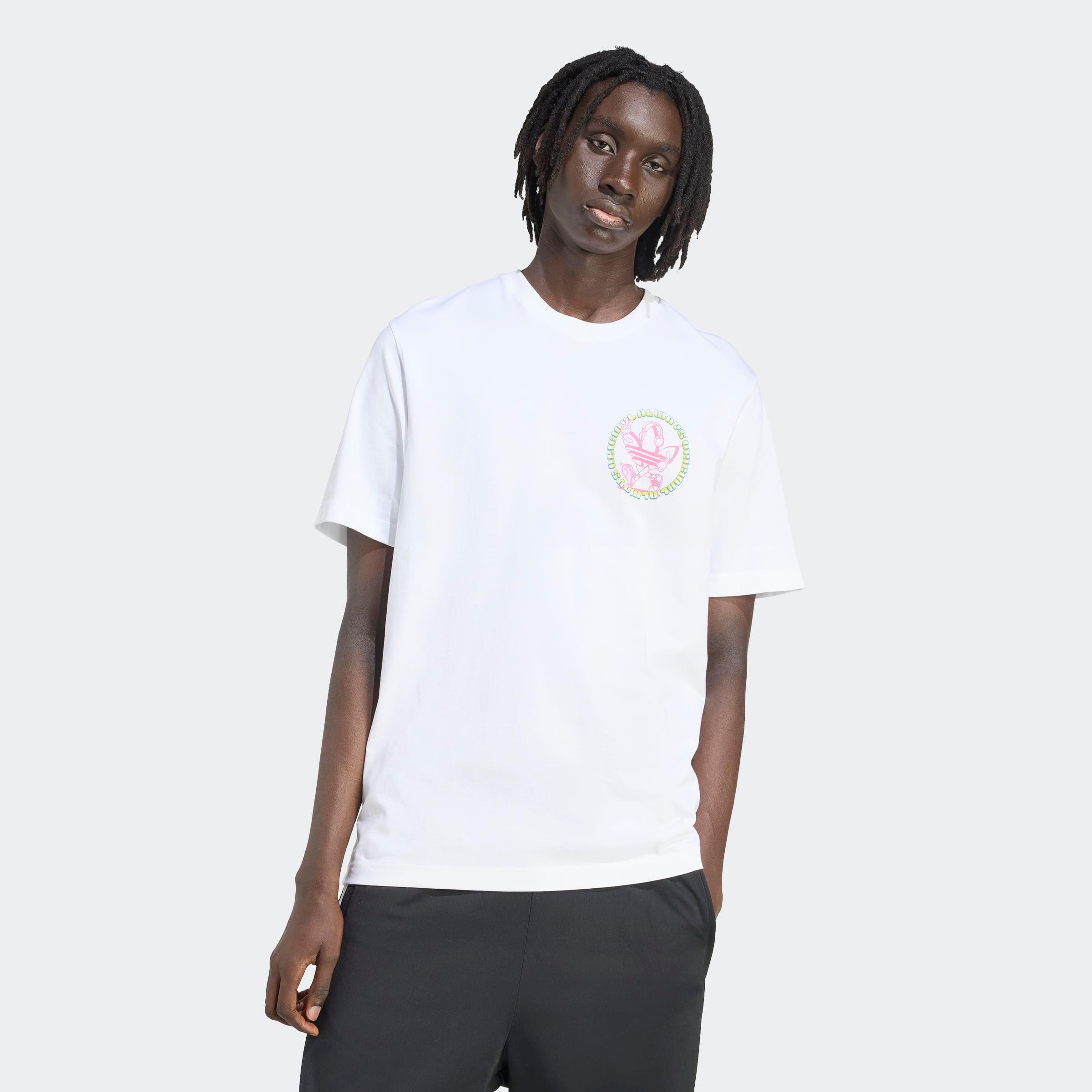 Herren T-Shirt "GRAPHIC TEE LO"weiß, Gr. L, ADIDAS ORIGINALS, Obermaterial: 100% Baumwolle, Shirts, lockerer Schnitt, kurze Ärmel, mit großem Trefoil
