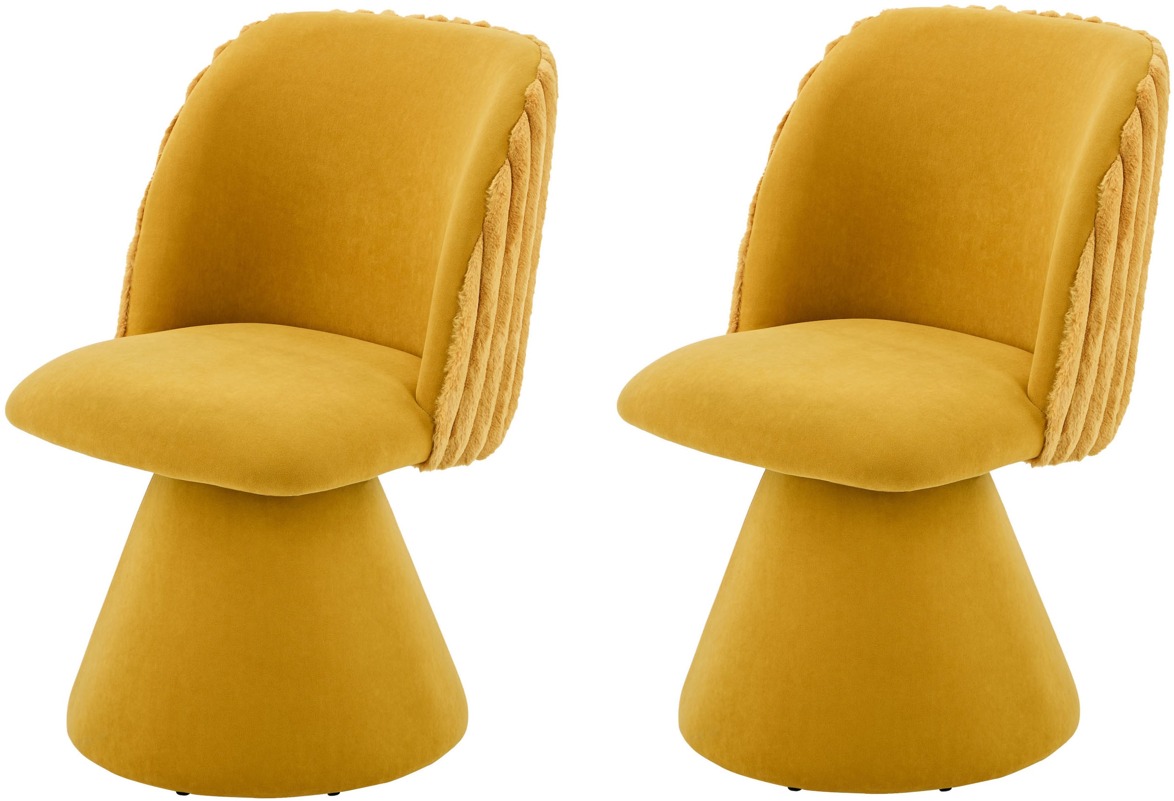 HELA Drehstuhl »BARI« (Set) 2 Stk.360° drehbar, Polsterfuß, Materialkombi, Außen Felloptik Innen Velvet