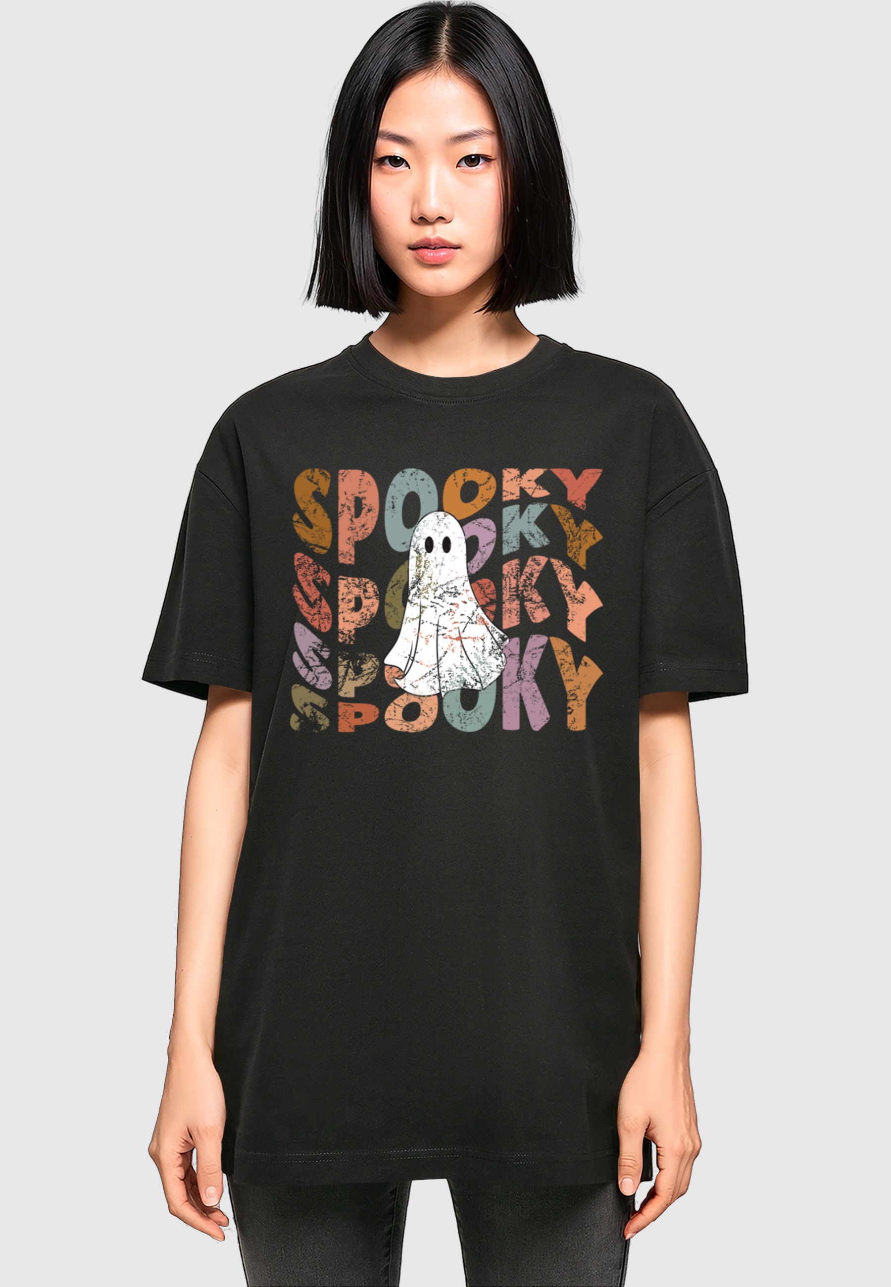 Thumbnail - Merchcode T-Shirt "Merchcode Ladies Halloween - Spooky Ghost Tee" 1 Stk.