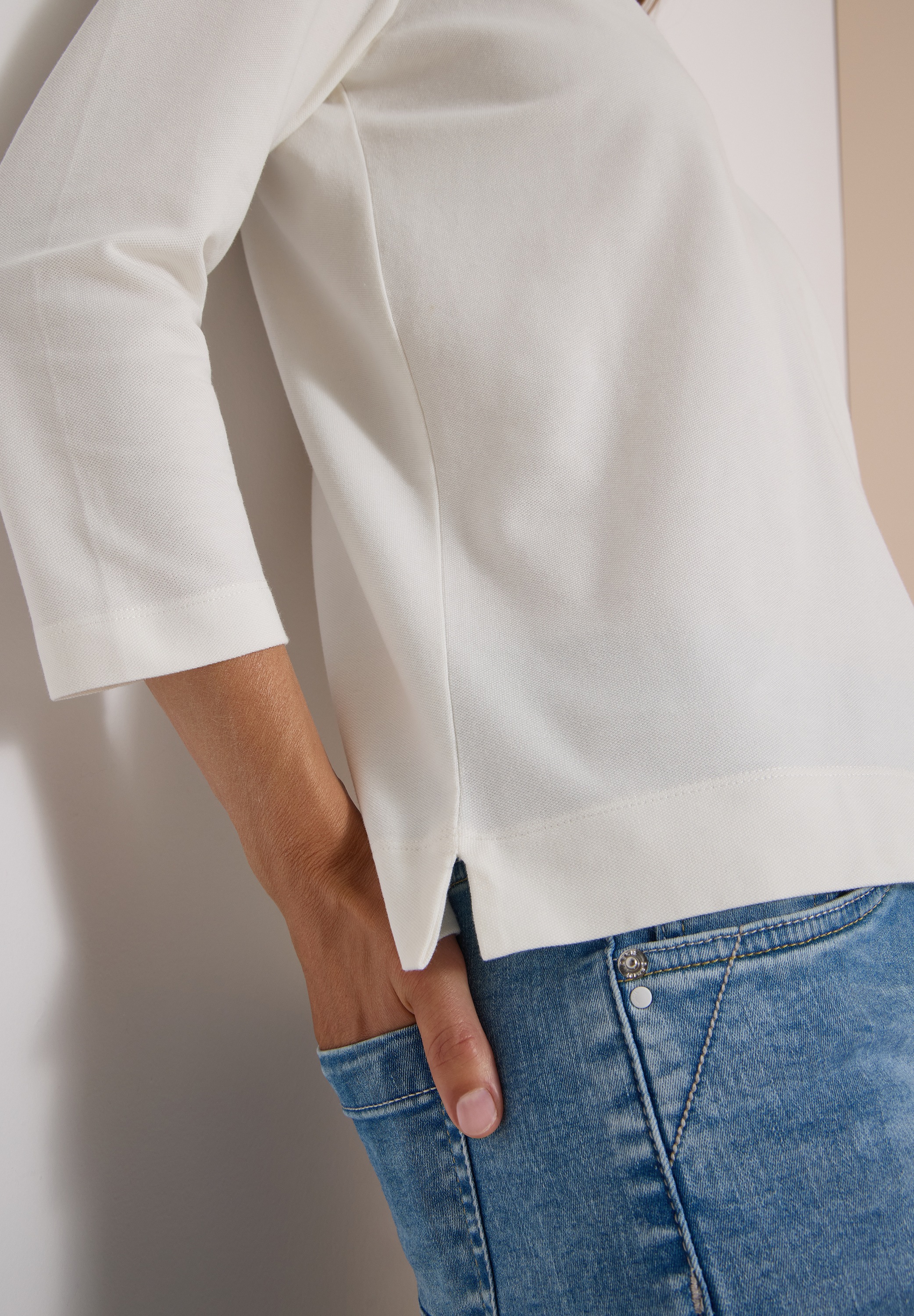 Cecil Poloshirt 3/4-Arm Shirt mit Knopfdetails / unifarben