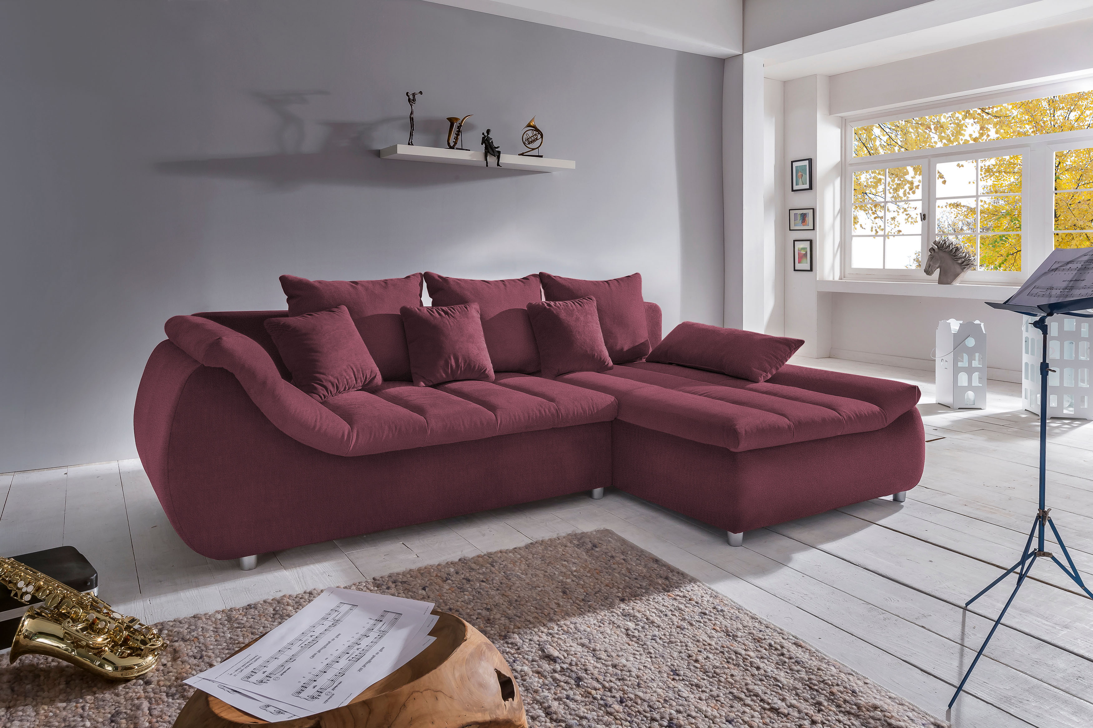 Home affaire Ecksofa "Imola, bequem, aktuelle Steppung im Sitz, L-Form, Breite 270cm" wahlweise mit Bettfunktion
