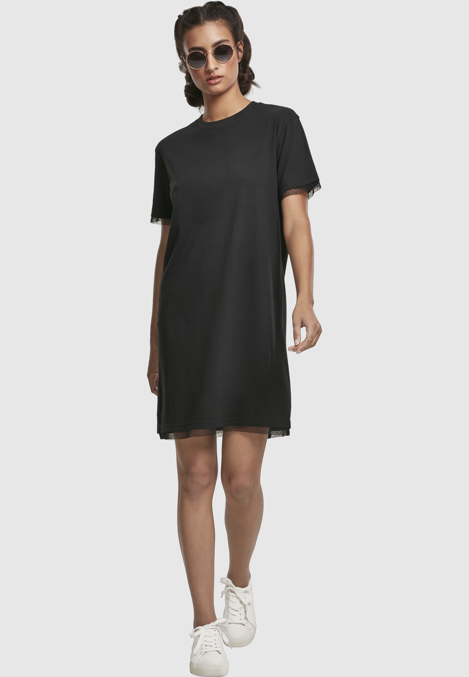 URBAN CLASSICS Shirtkleid »Urban Classics Damen Ladies Boxy Lace Hem Tee Dress« 1 Stk. tlg.