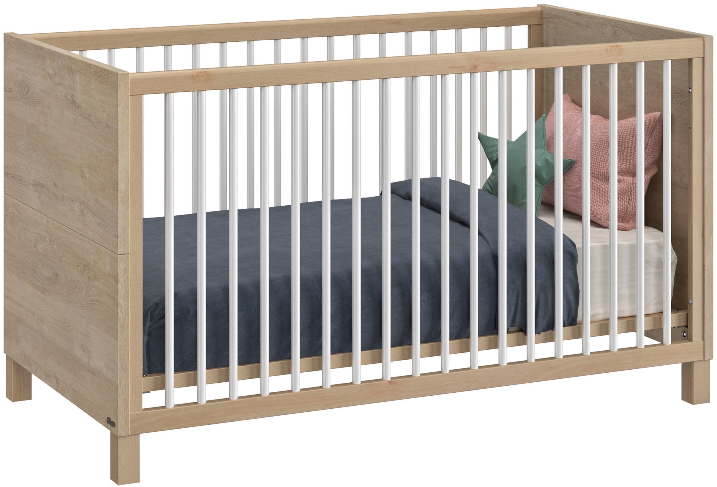 GAMI Achille Baby Bed White/Blonde Oak 145cm 3