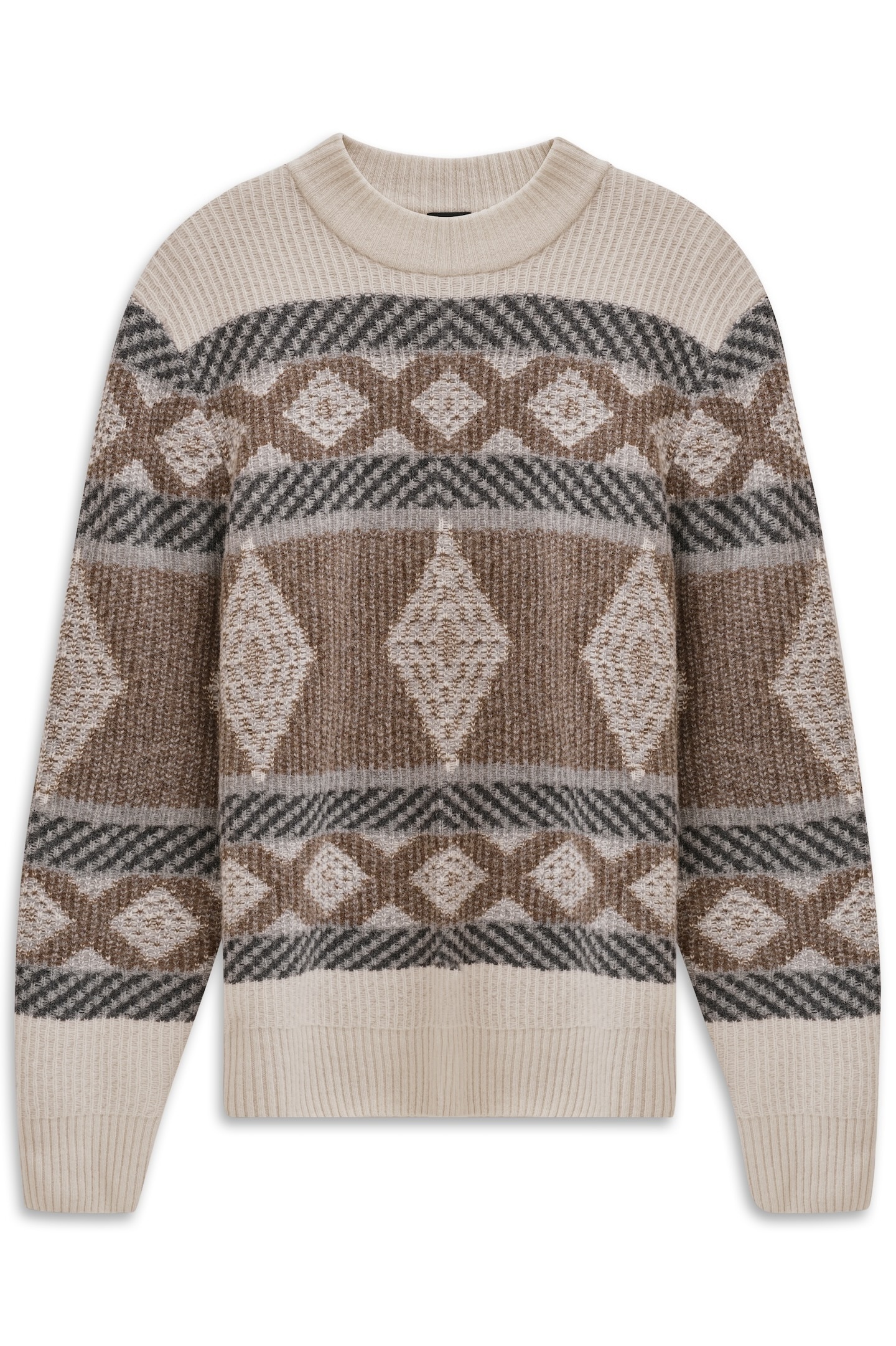 bugatti Norwegerpullover »Regular Fit«, mit Stehkragen & Fair-Isle
