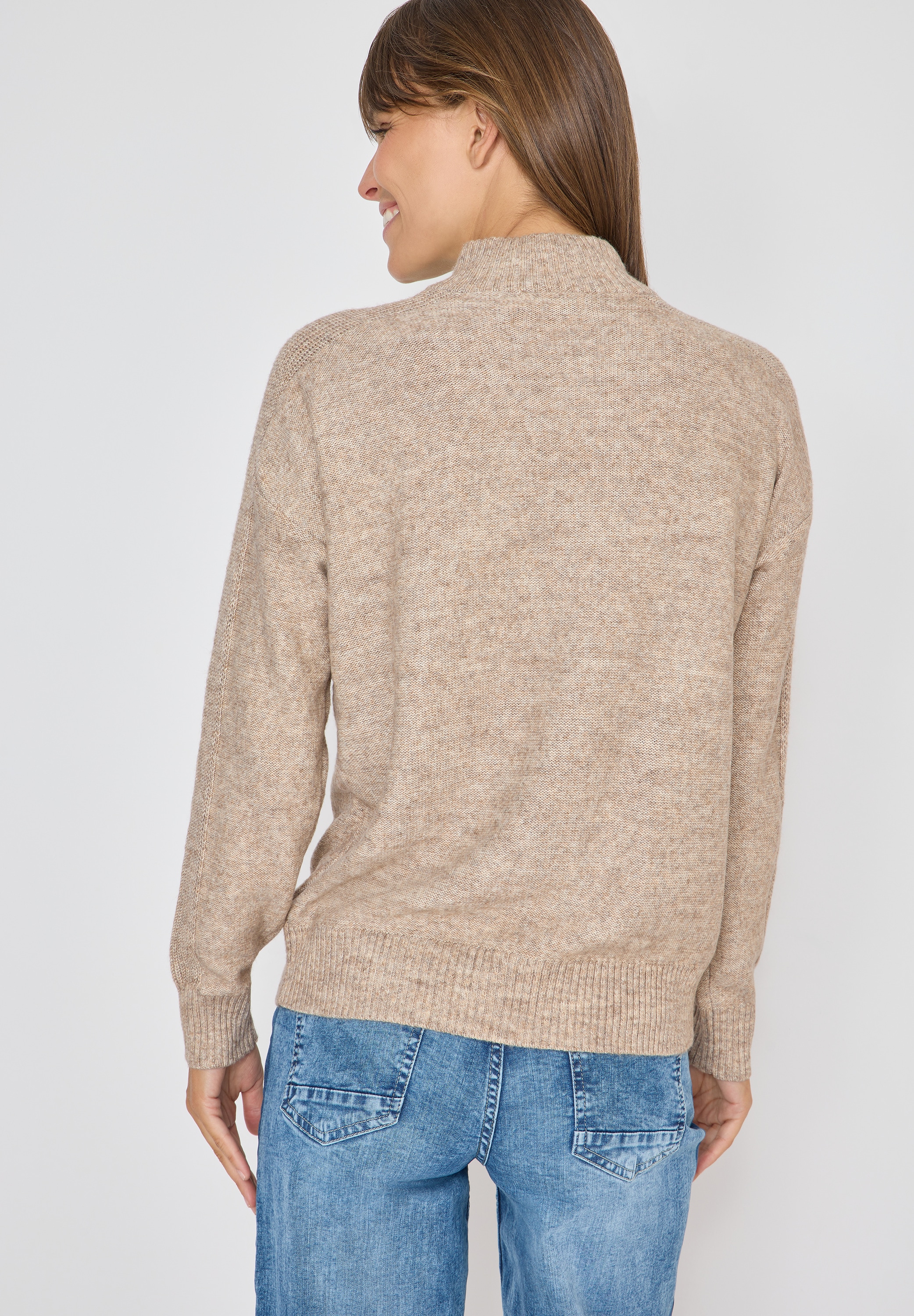 Cecil Strickpullover, mit Troyerkragen und feinem Strickmuster