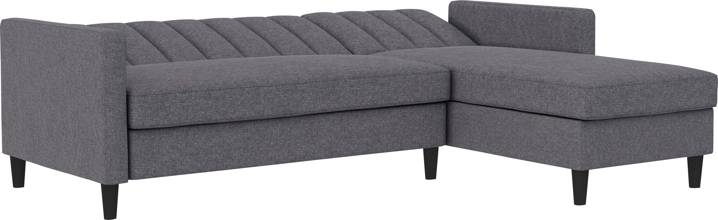 Dorel Home Ecksofa mit Schlafffunktion, Recamiere mit Stauraum beidseitig montierbar, Rückenlehne 2-teilig und 3-fach verstellbar