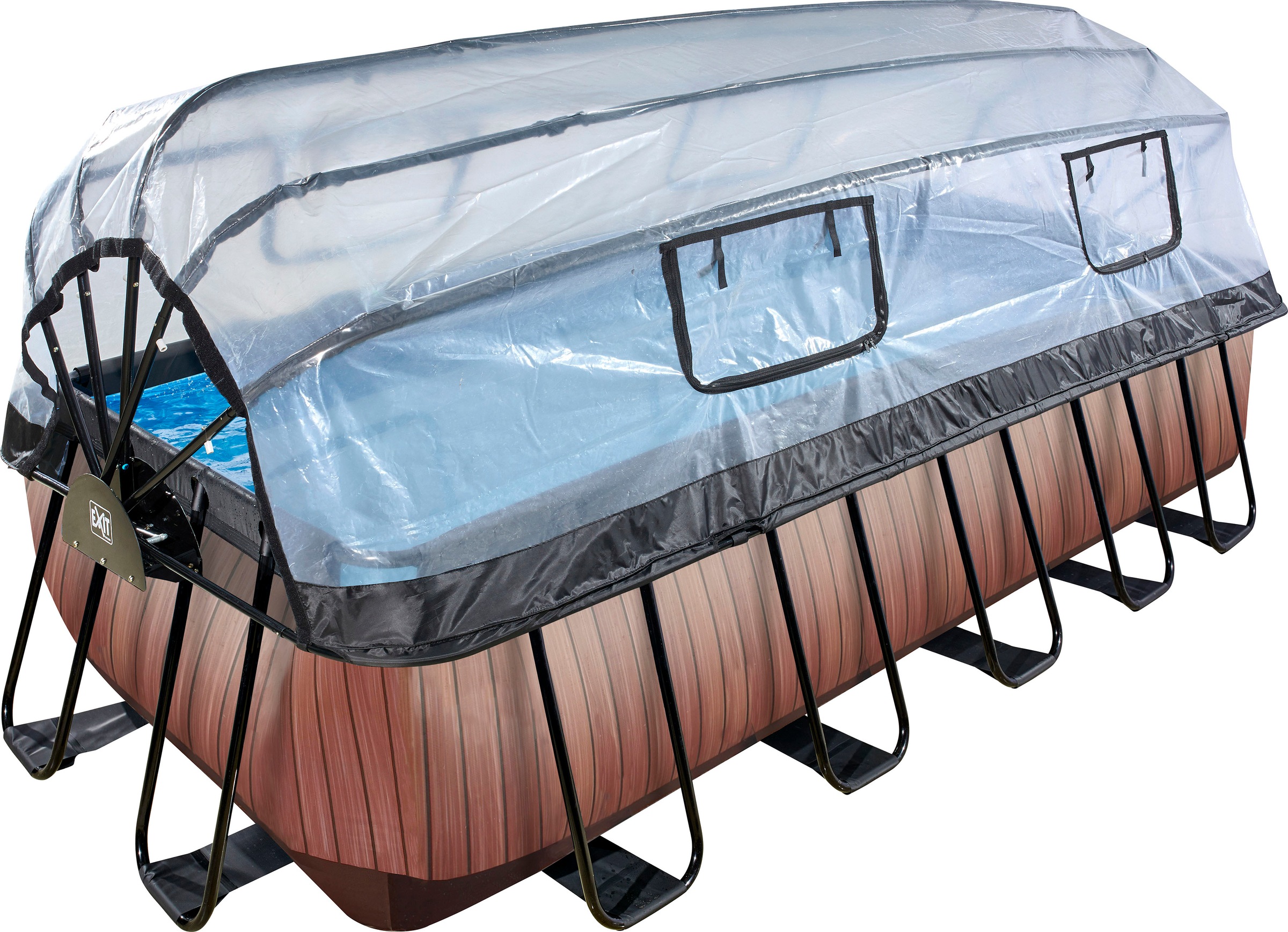 EXIT Framepool »inkl. multifunktionaler Abdeckung & Wärmepumpe«, (Set, 5 tlg.), 250x540x122 cm, mit Sandfilteranlage, Wärmepumpe, Sicherheitsleiter