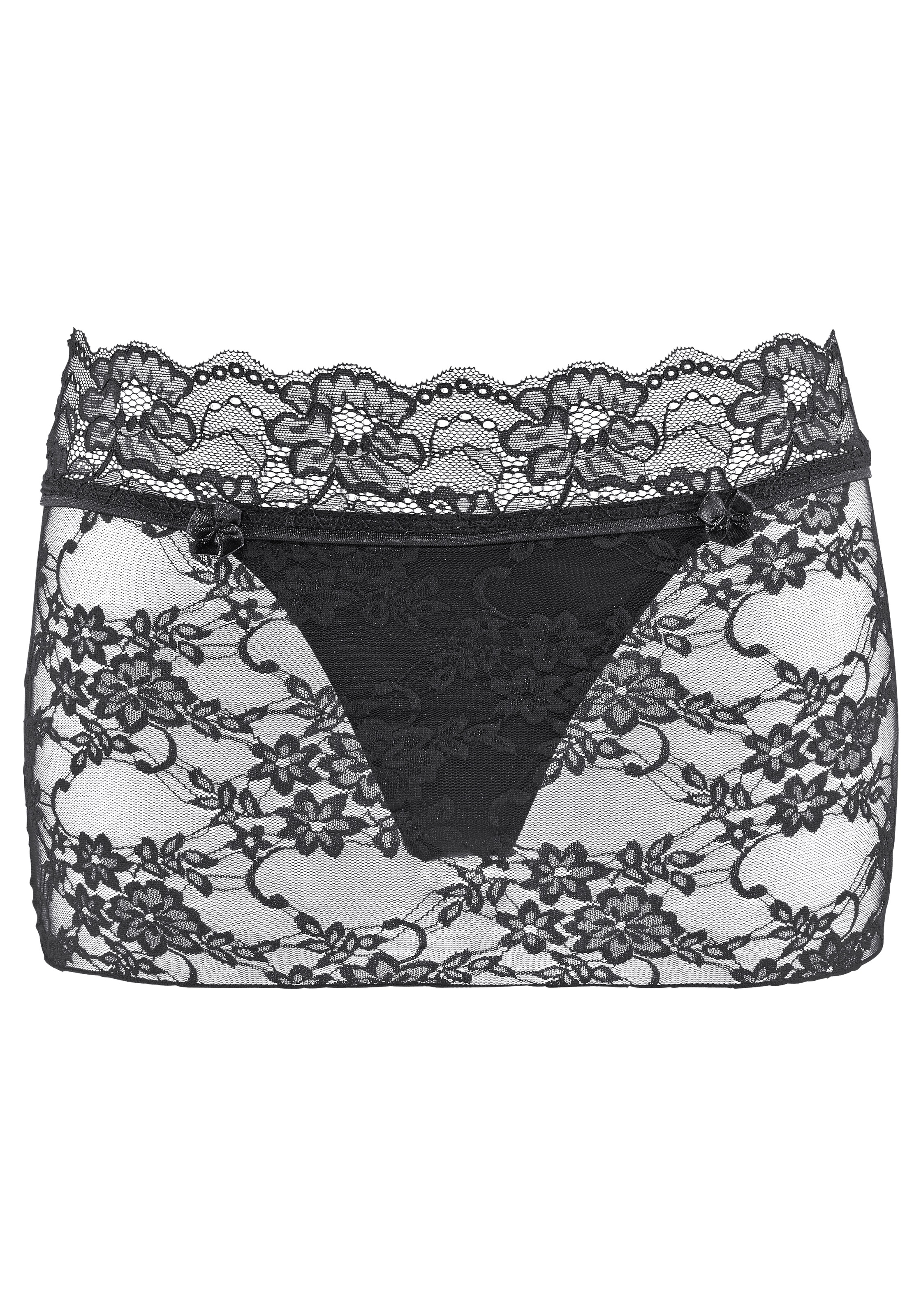 LASCANA Stringrock "aus leicht transparenter, elastischer Spitze", sexy Unterwäsche, sexy Dessous, Reizwäsche Damen