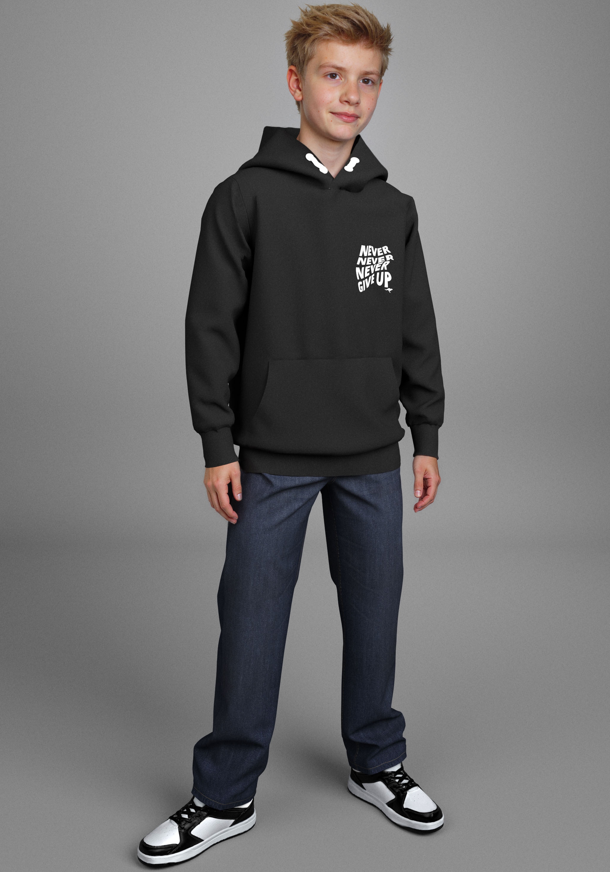 KangaROOS Kapuzensweatshirt »NEVER GIVE UP«, Sweatshirt mit großem Rückendruck