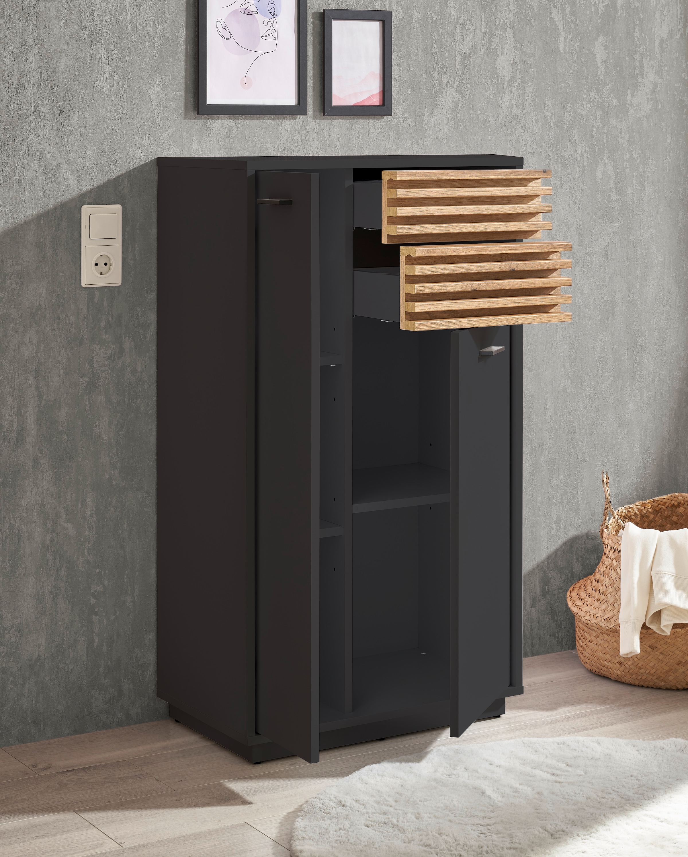 BASIC by Balculina Midischrank »Liguria B/H/T 60x106x35 cm« 1 Stk. tlg. Breite 60cm, Unterflurauszug, FSC-Mix 70%