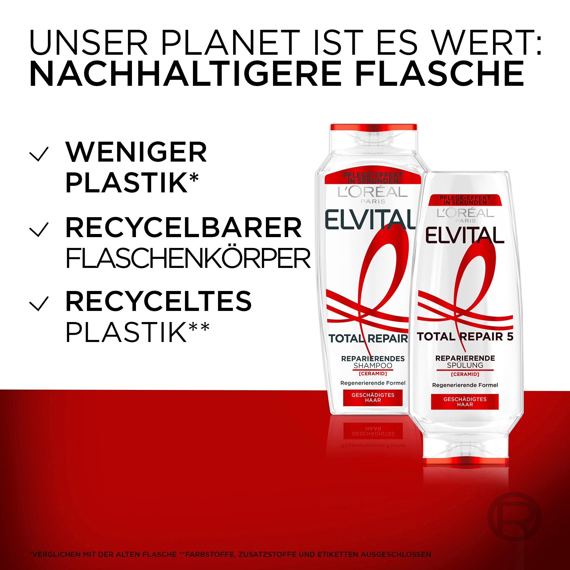 L'ORÉAL PARIS Haarspülung »L'Oréal Paris Elvital Total Repair 5 Spülung«, (Packung, 6 tlg.)
