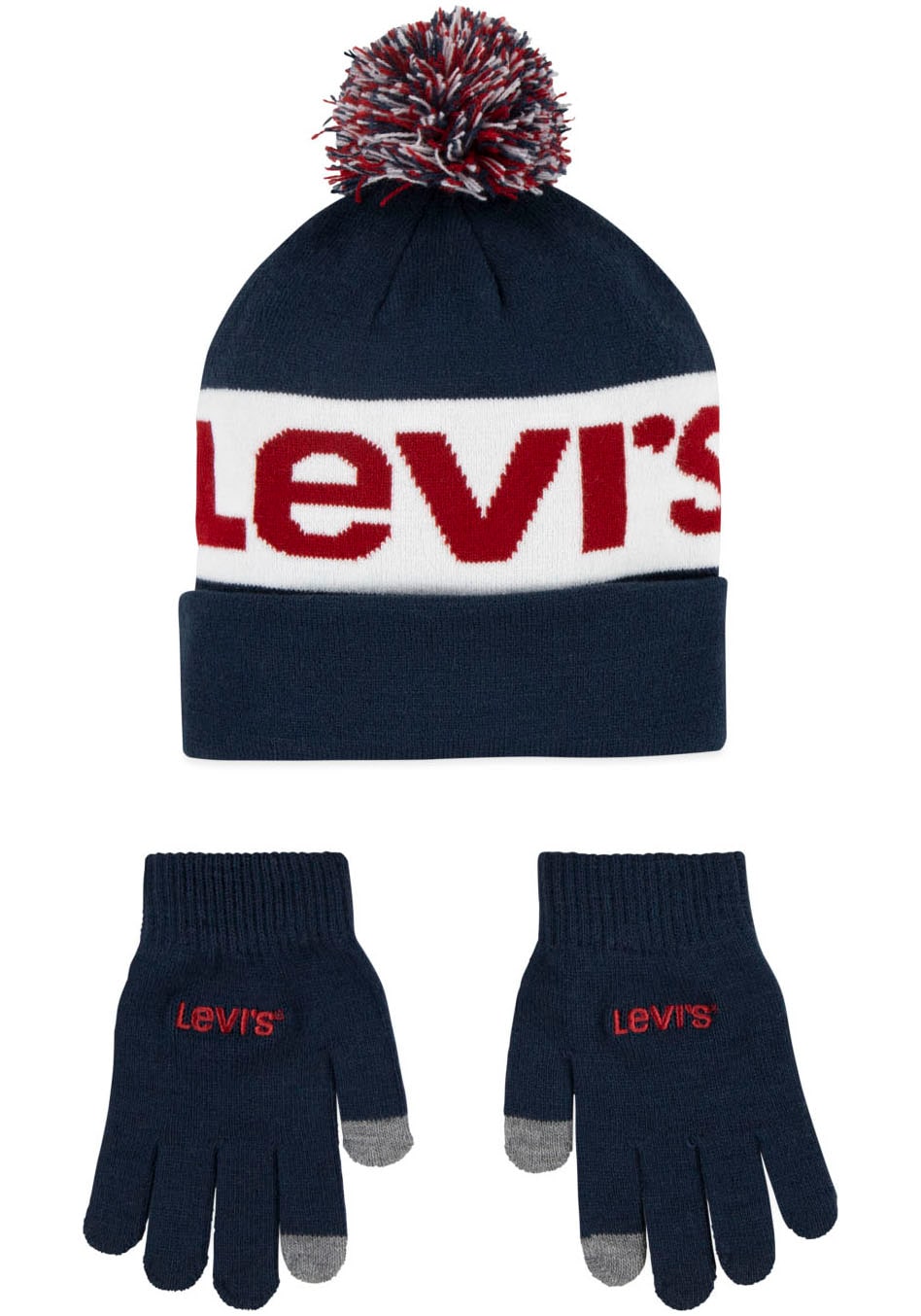 Levis Kids Bommelmütze im Set mit Handschuhen, für Größen 128 bis 158
