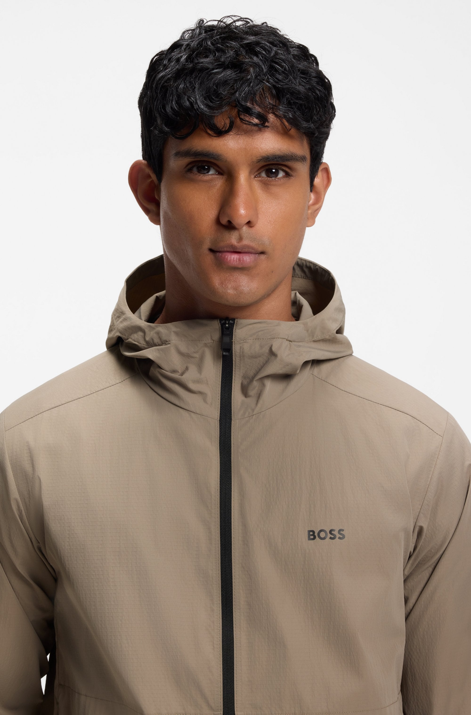 BOSS GREEN Windbreaker mit Kapuze Regular Fit, Superleichte Qualität, Packfunktion innen in der Kapuze