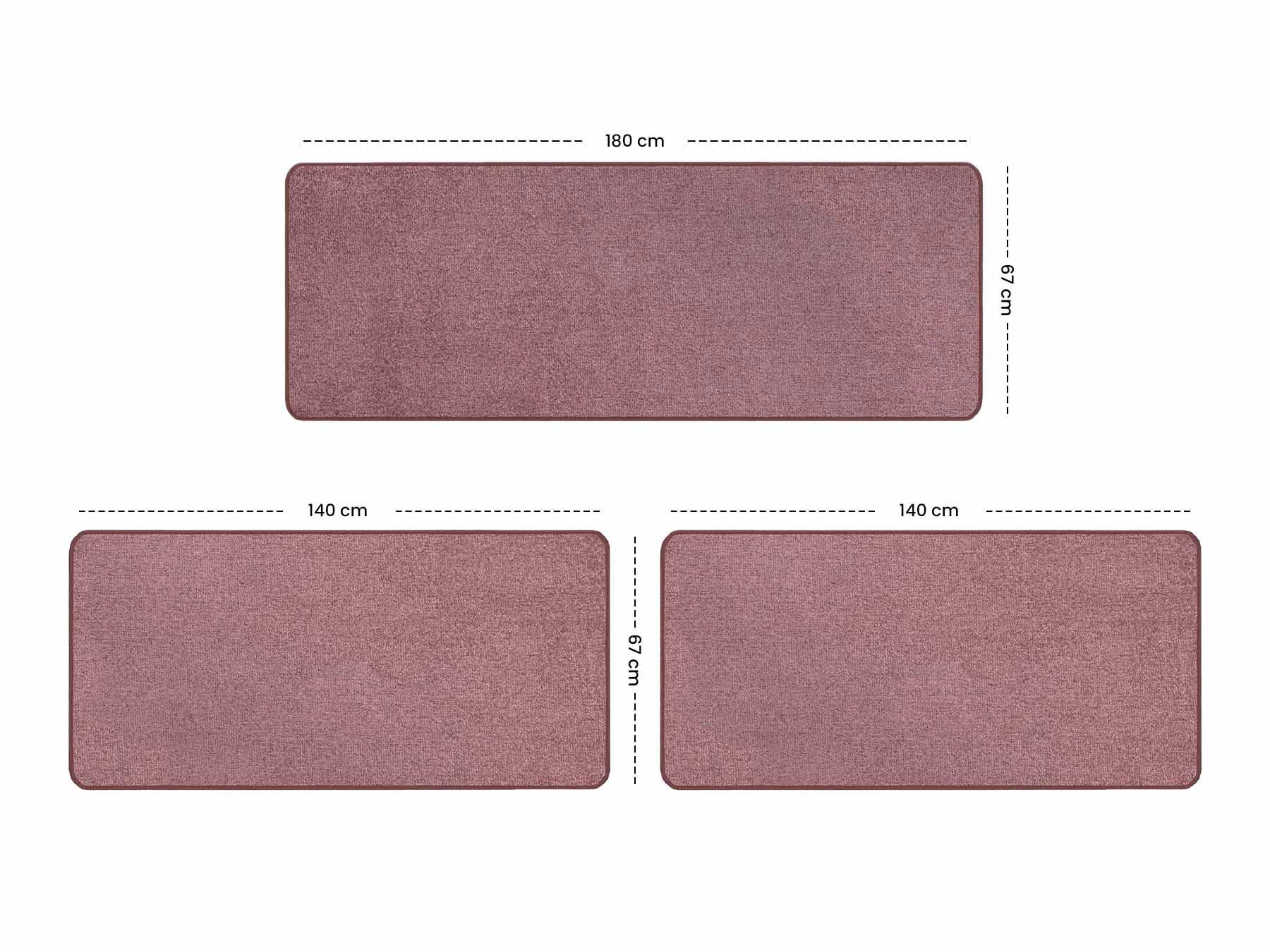 Primaflor-Ideen in Textil Bettumrandung »MANILA, Made in Netherlands«, (3 tlg.), Bettvorleger, Kurzflor, Uni Farben, Läufer-Set für das Schlafzimmer