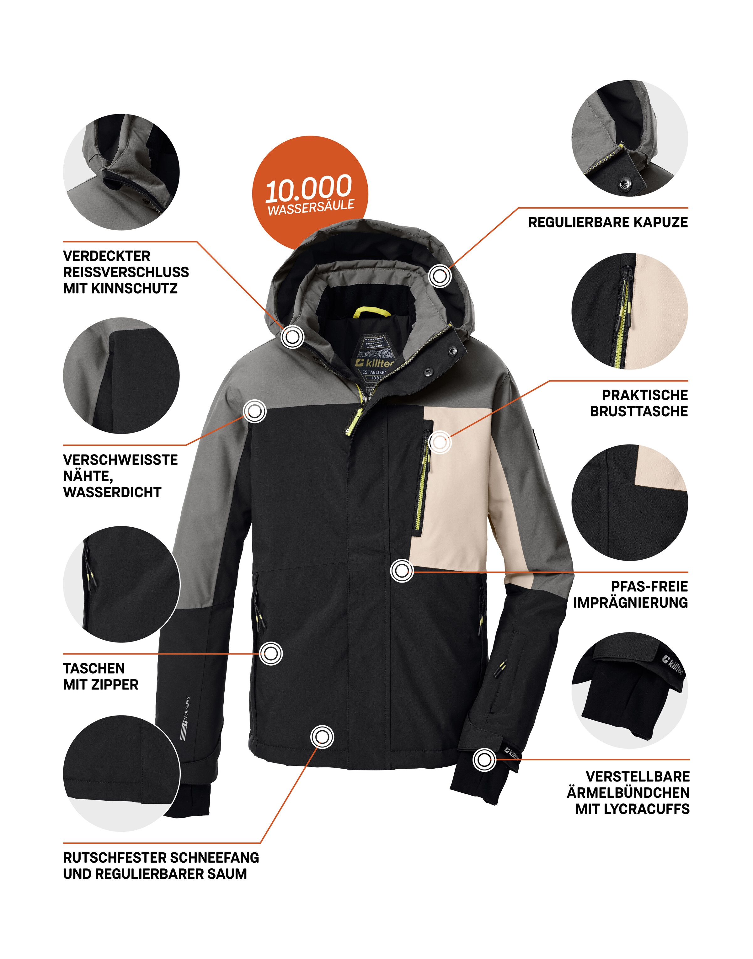 Killtec Skijacke »KSW 200 BYS SKI JCKT« Killtec Kids Skijacke: wasserdicht, atmungsaktiv, reflektierend