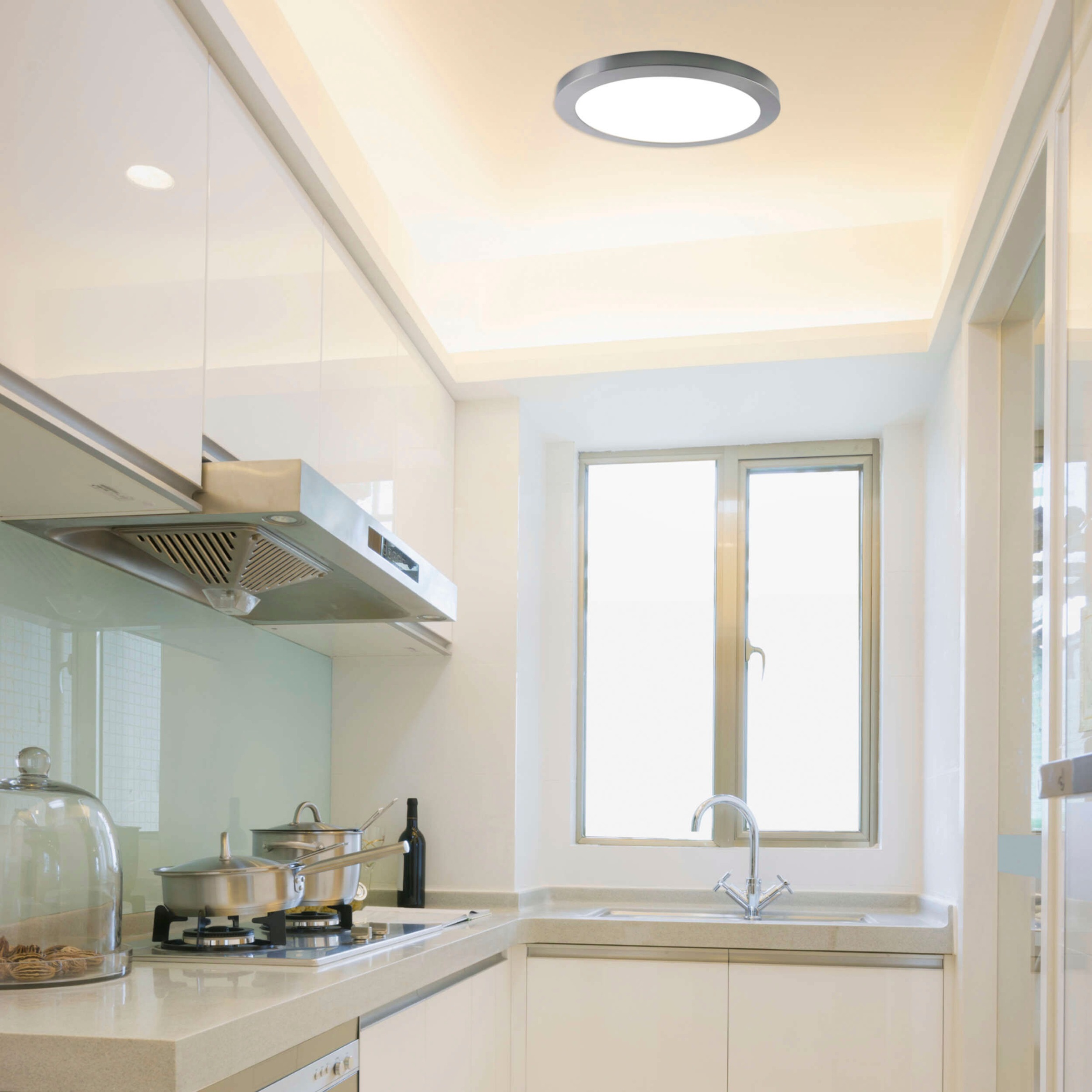 näve LED Deckenleuchte »Bonus«, 1 flammig, Leuchtmittel LED-Modul | LED fest integriert, 4 Lichtfarben, 2-in-1-Optik,Ring chrome magetisch abnehmbar