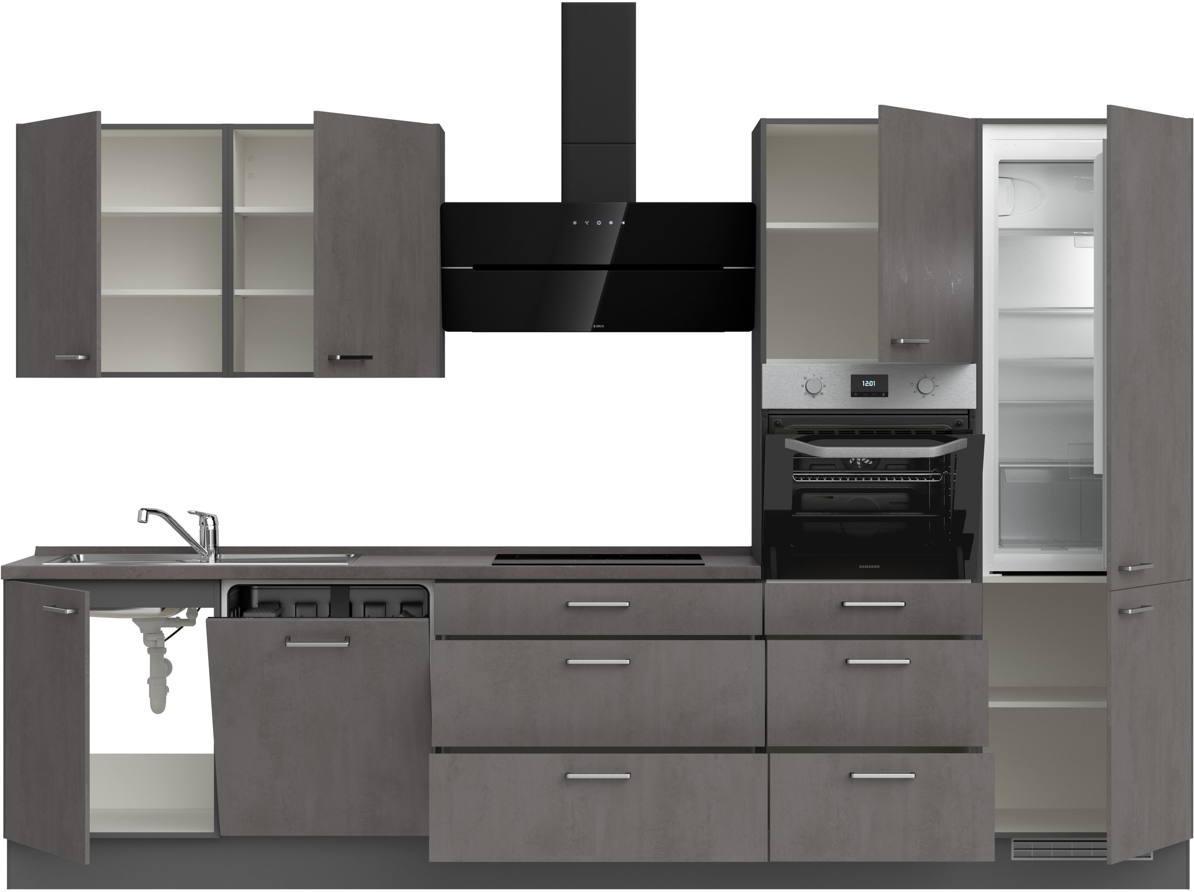 nobilia® Küchenzeile »"Riva II"«, vormontiert, Ausrichtung wählbar, Breite 330 cm, wahlw. mit E-Geräten